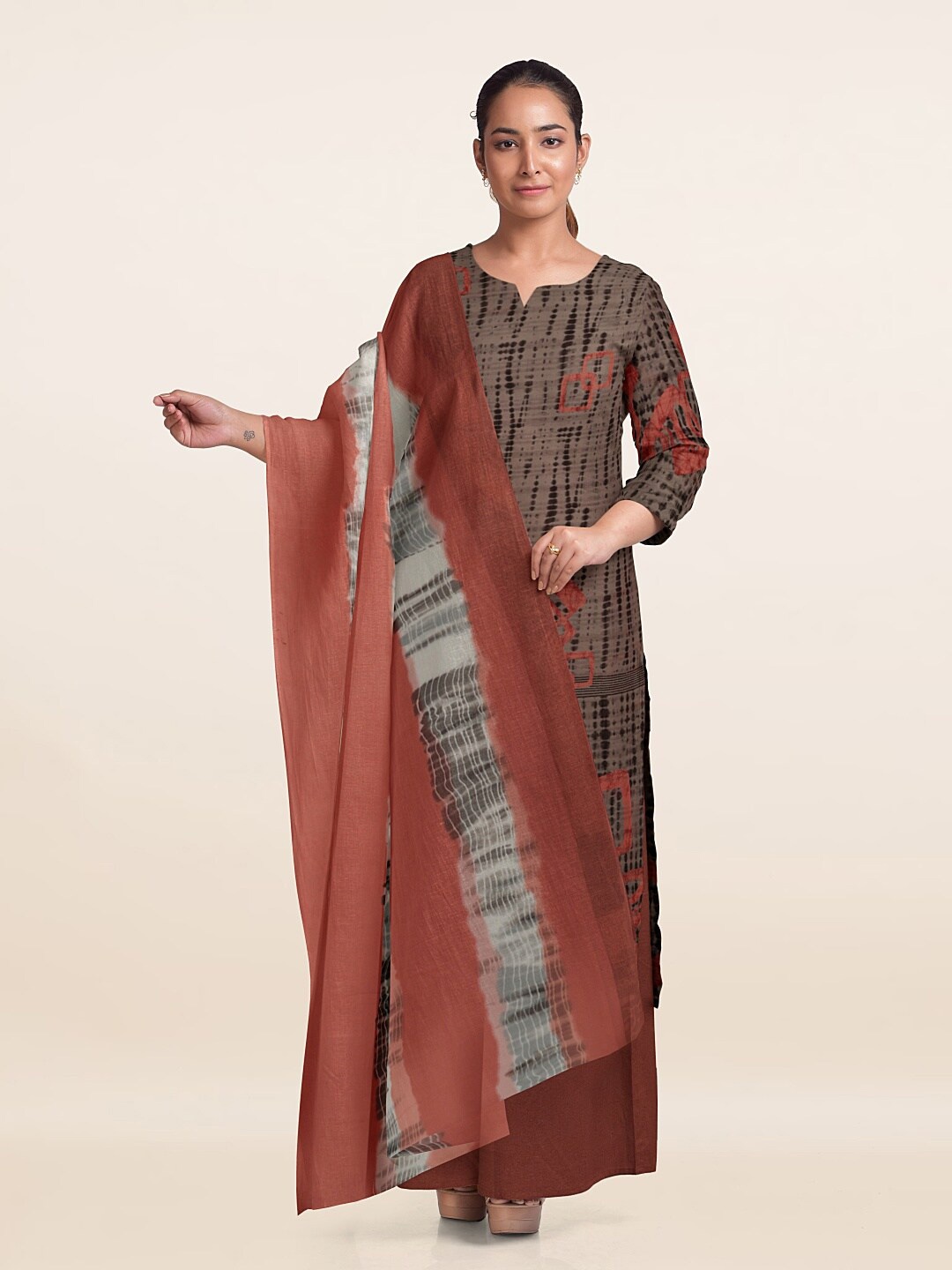 

Pothys Abstract Printed Unstitched Dress Material, Grey
