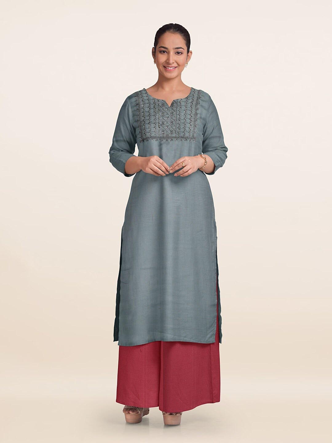 

Pothys Unstitched Dress Material, Grey