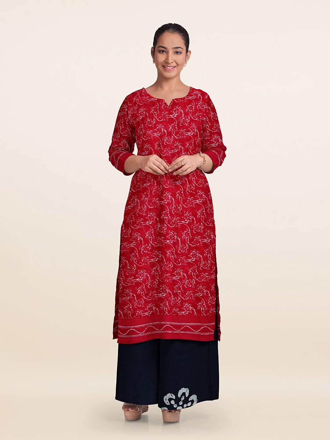 

Pothys Floral Printed Unstitched Dress Material, Pink