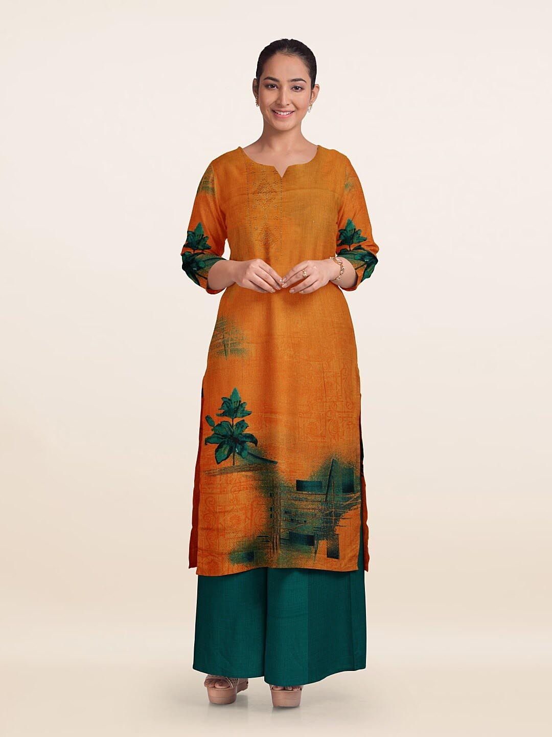 

Pothys Printed Unstitched Dress Material, Mustard