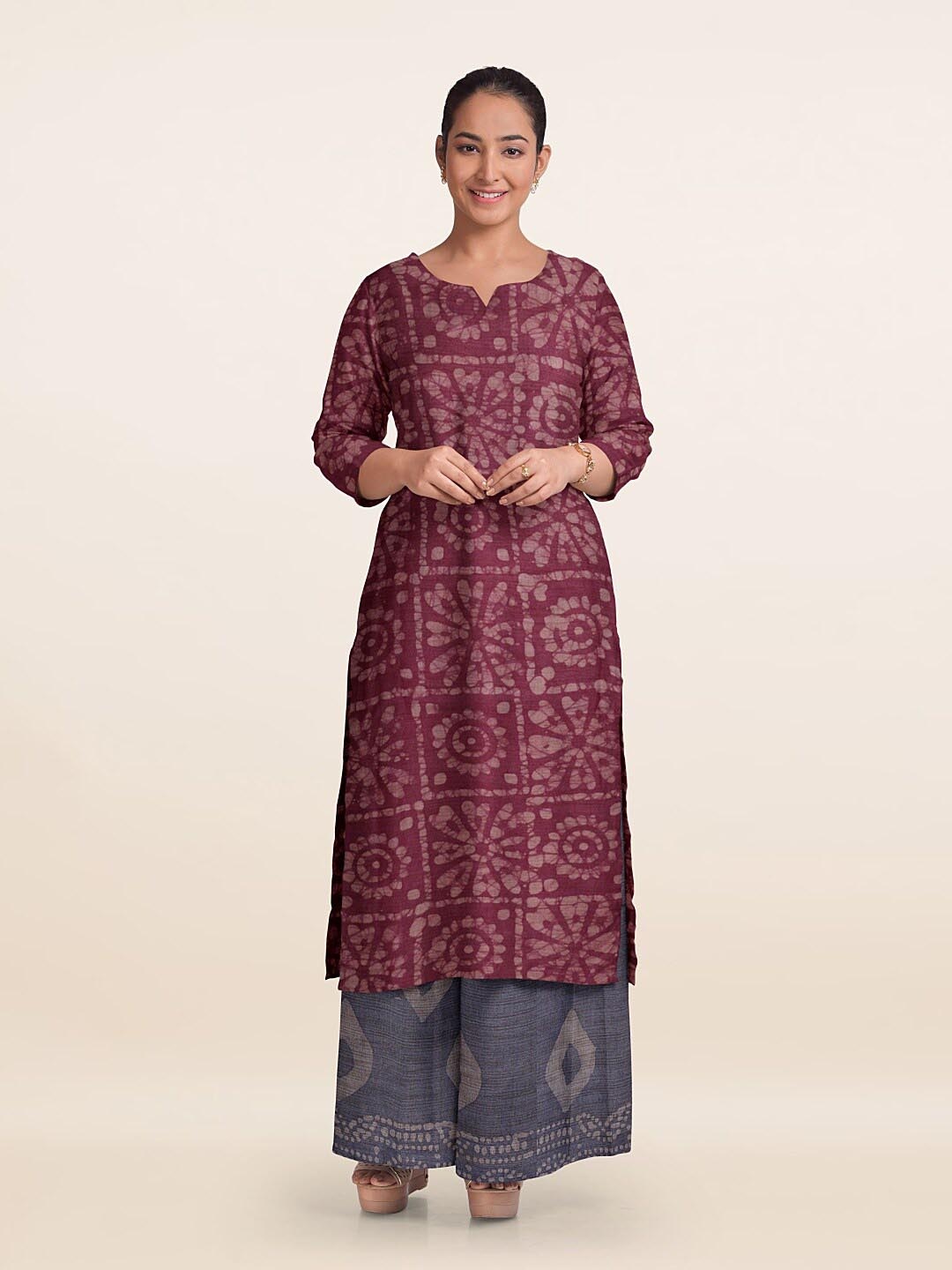 

Pothys Dyed Unstitched Dress Material, Pink