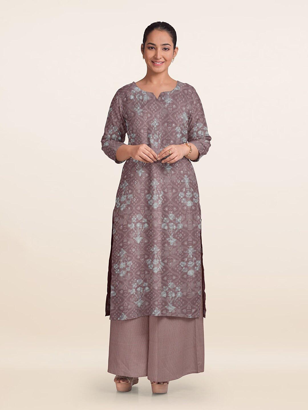 

Pothys Printed Unstitched Dress Material, Mauve