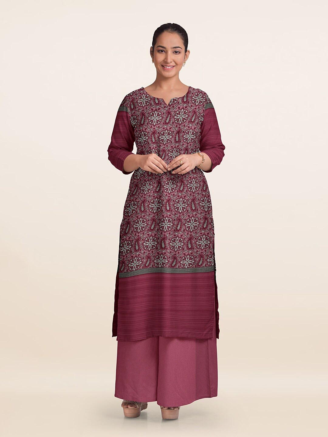 

Pothys Floral Printed Unstitched Dress Material, Pink