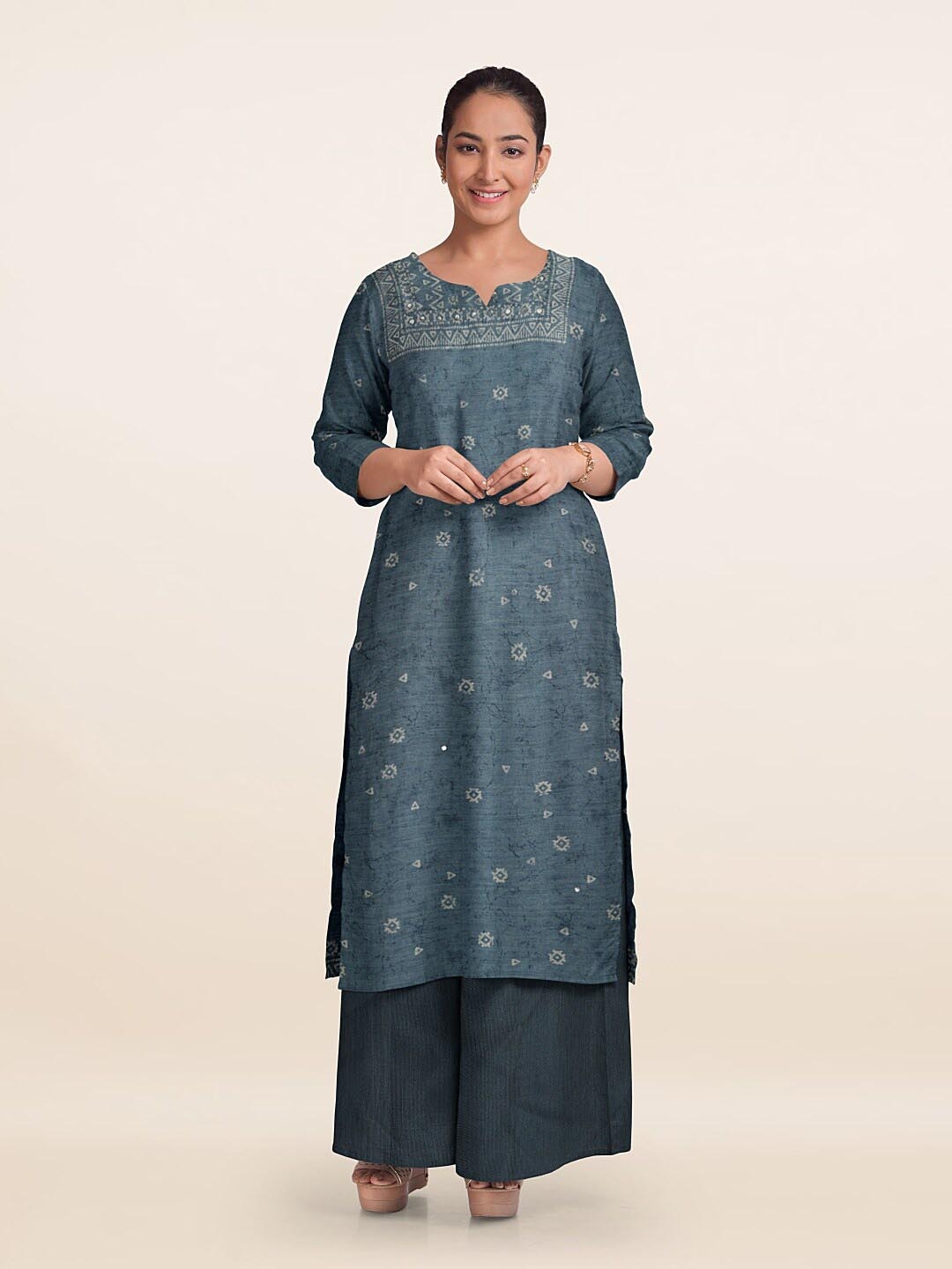 

Pothys Embroidered Unstitched Dress Material, Blue