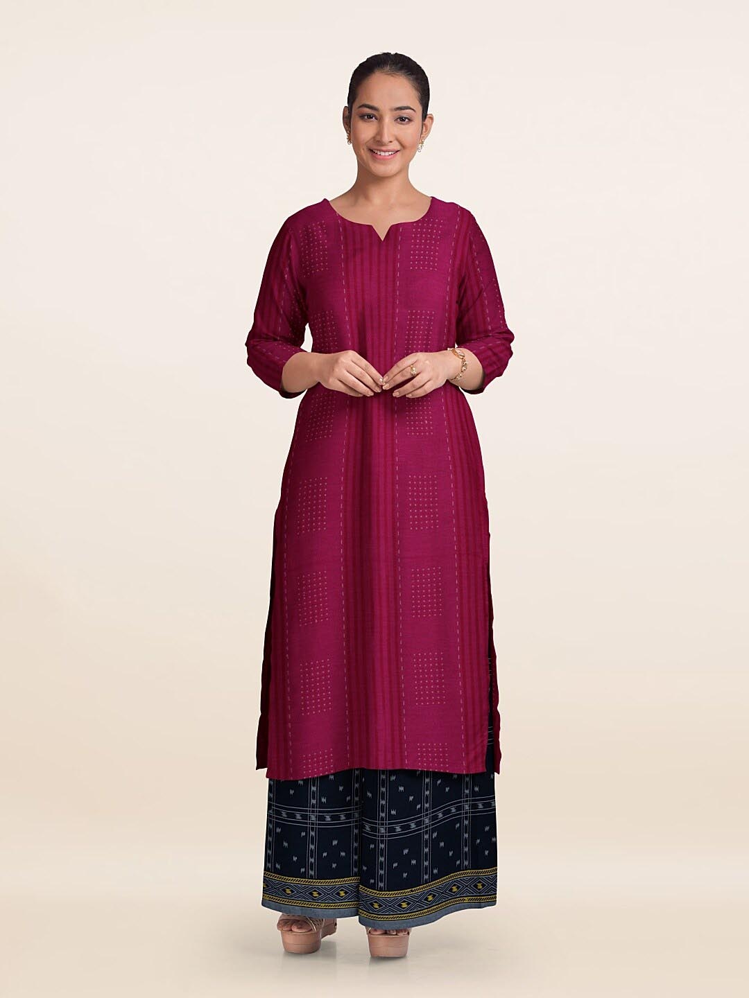 

Pothys Geometric Printed Unstitched Dress Material, Magenta