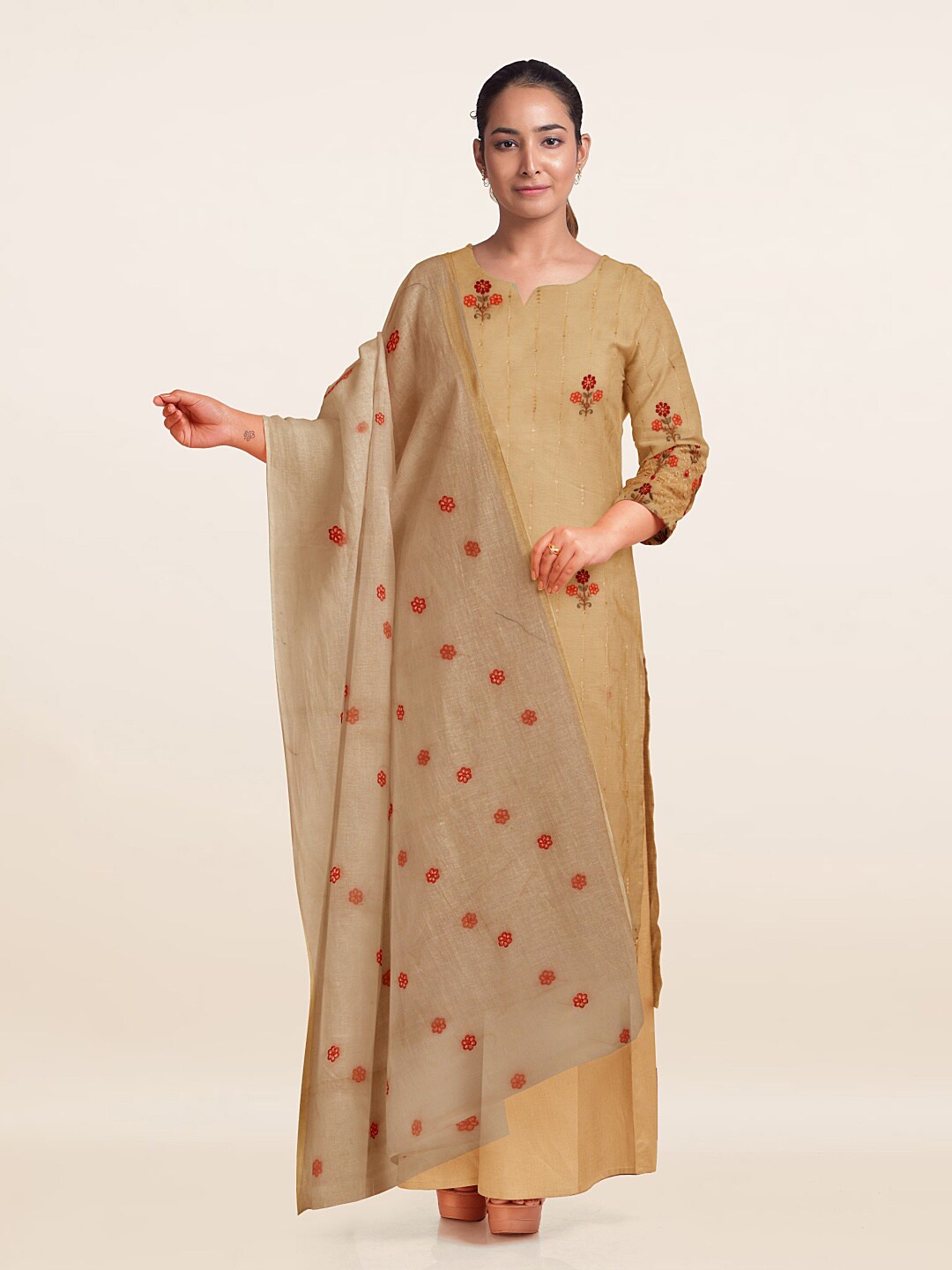 

Pothys Embroidered Unstitched Dress Material, Yellow