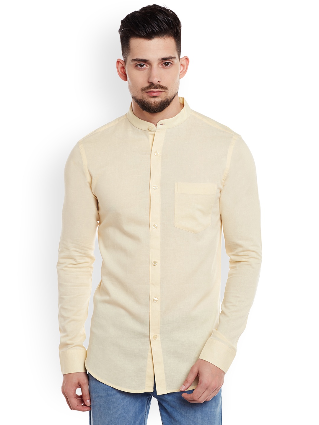 

DENNISON Men Yellow Comfort Slim Fit Solid Casual Shirt