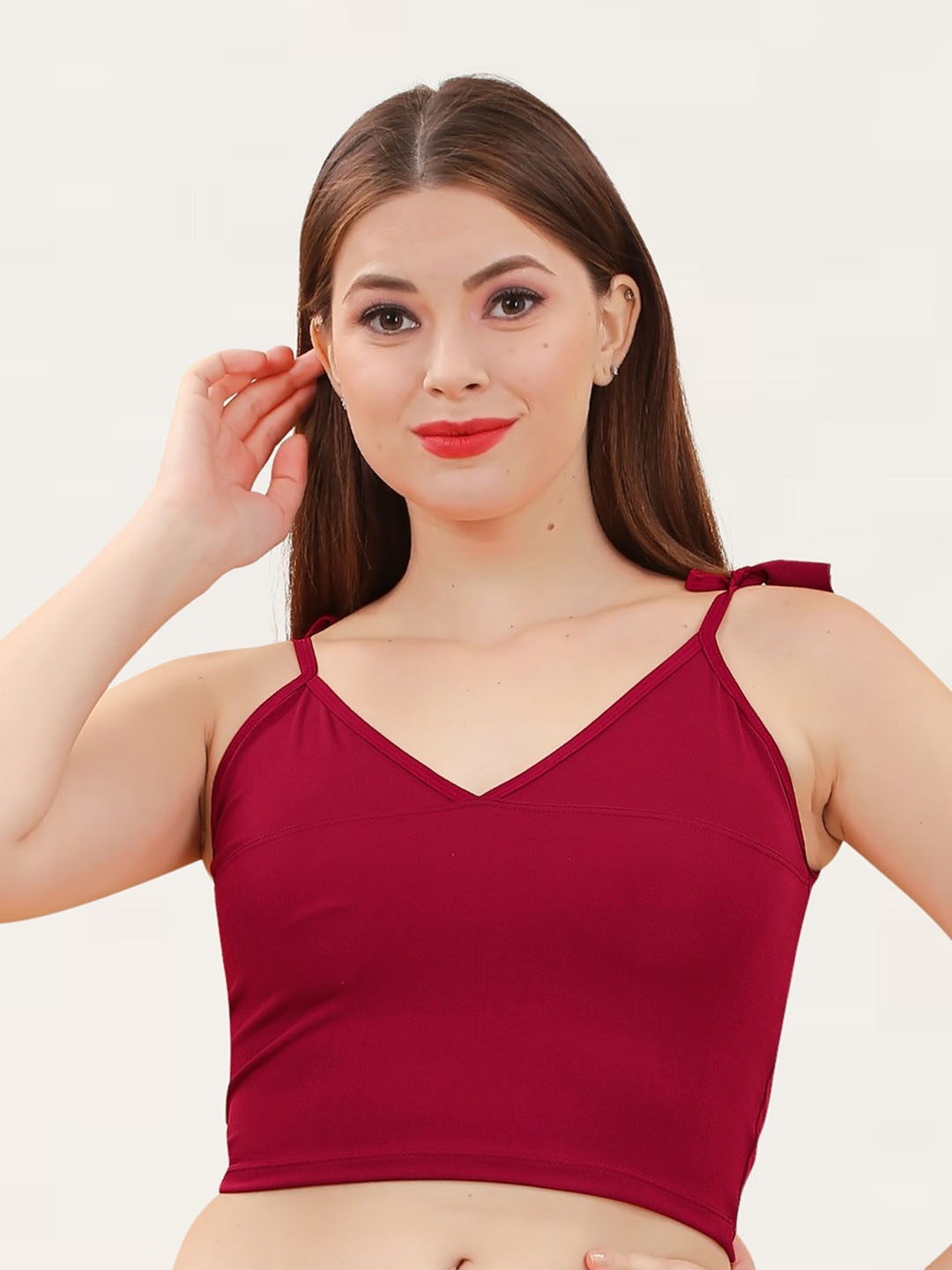 

SERONA FABRICS V-Neck Saree Blouse, Maroon