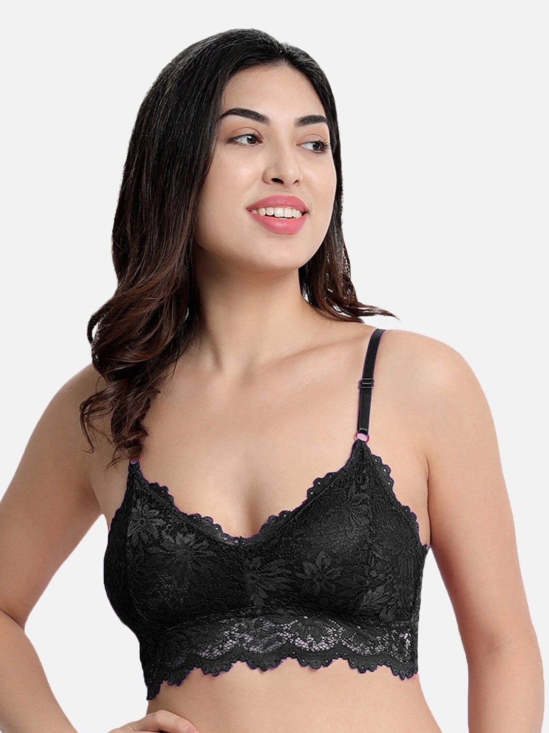 

DEALSEVEN FASHION Lightly Padded Bralette Bra, Black