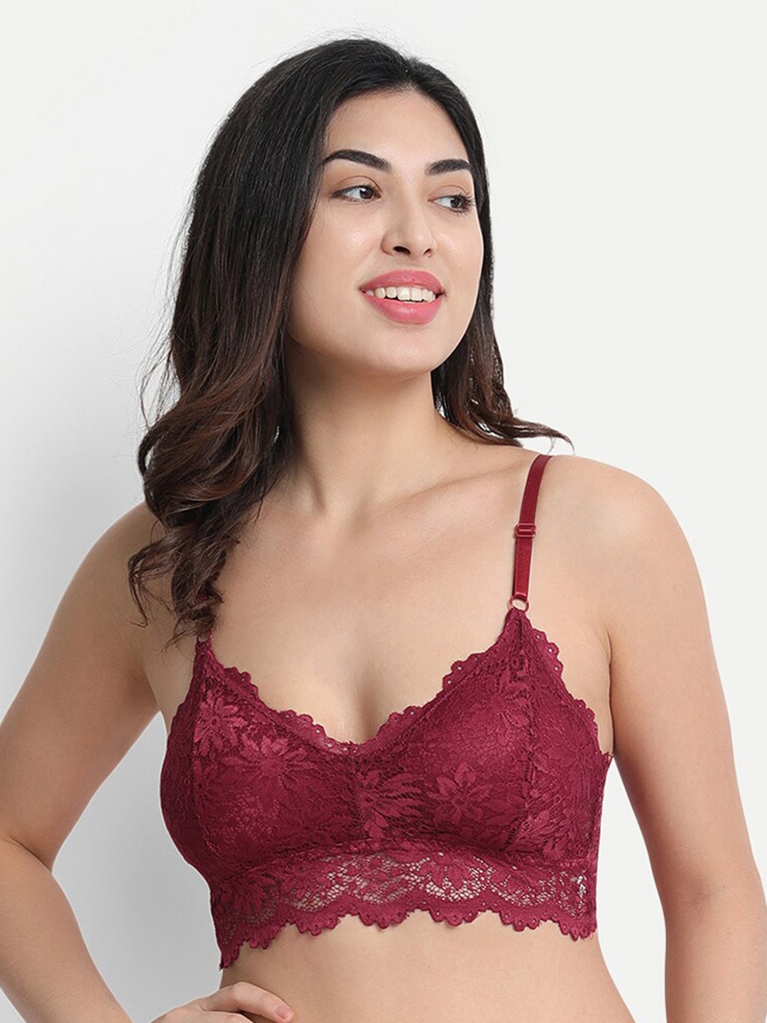 

DEALSEVEN FASHION Lightly Padded Bralette Bra, Maroon