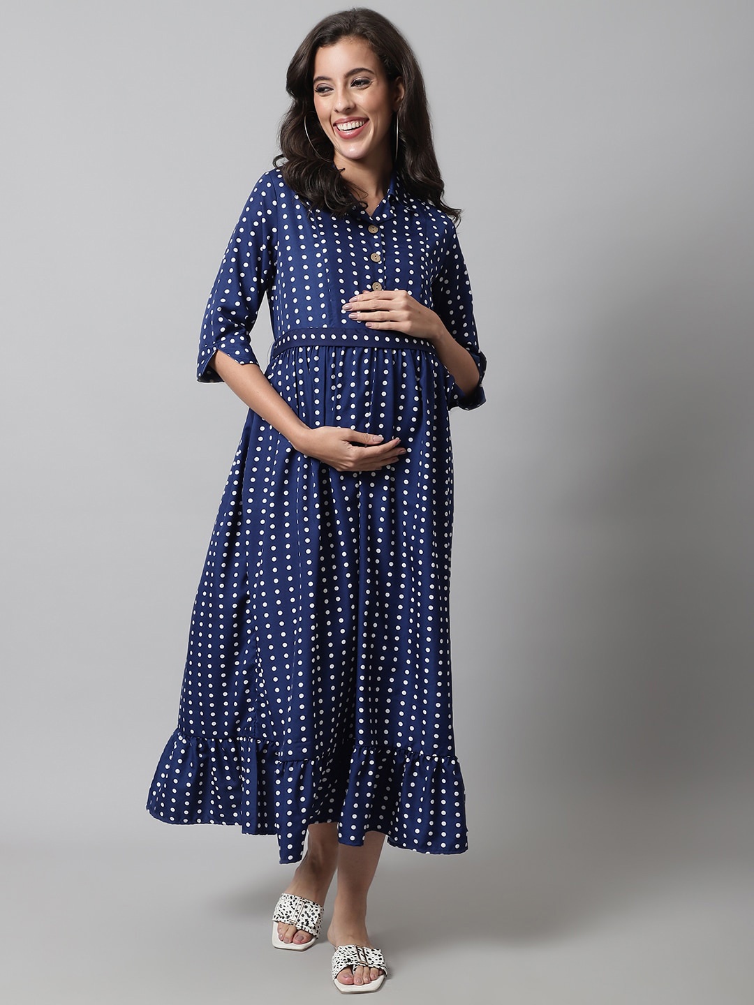 

Frempy Maternity Maxi Dress, Navy blue
