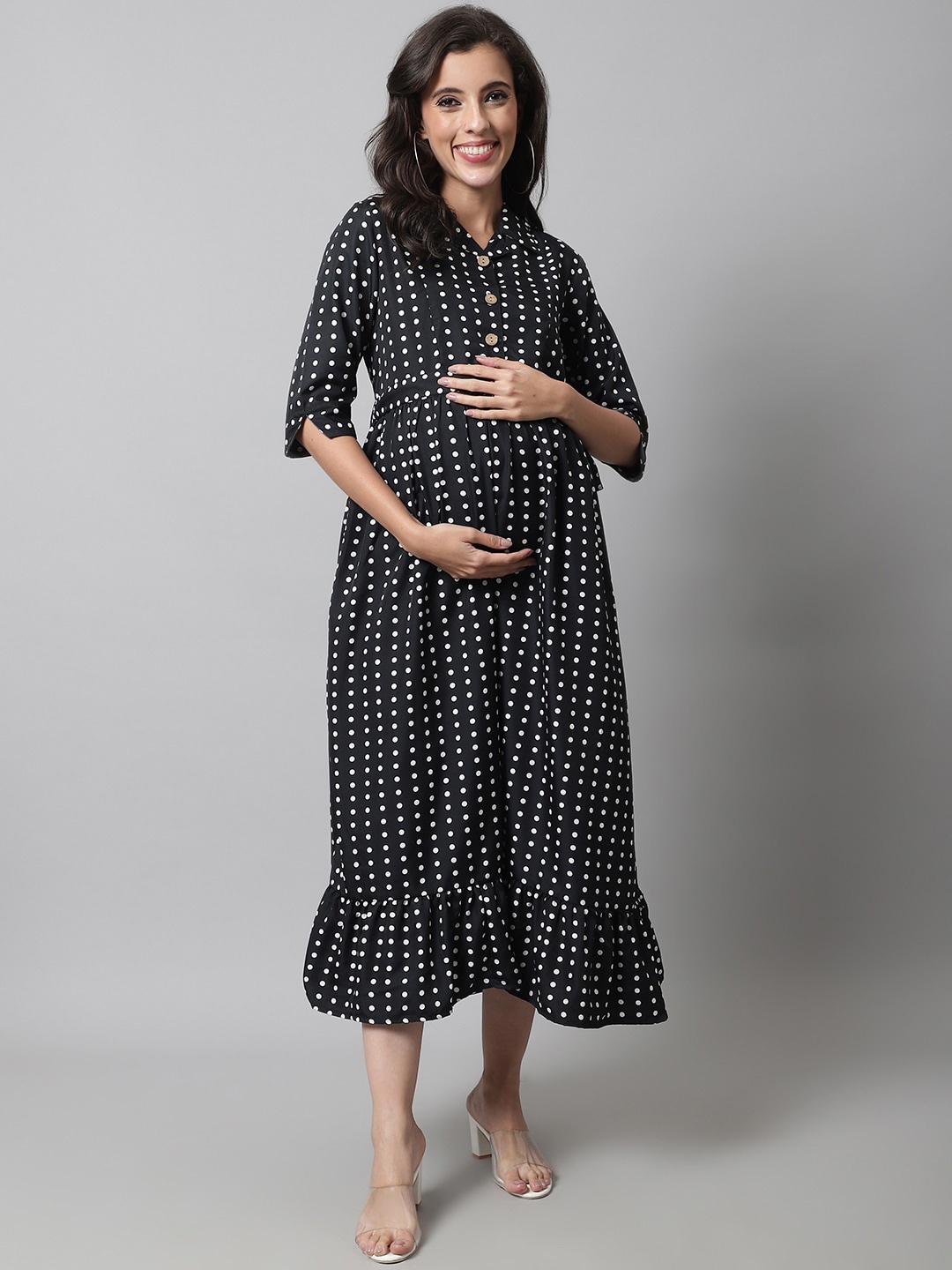 

Frempy Maternity Maxi Dress, Black