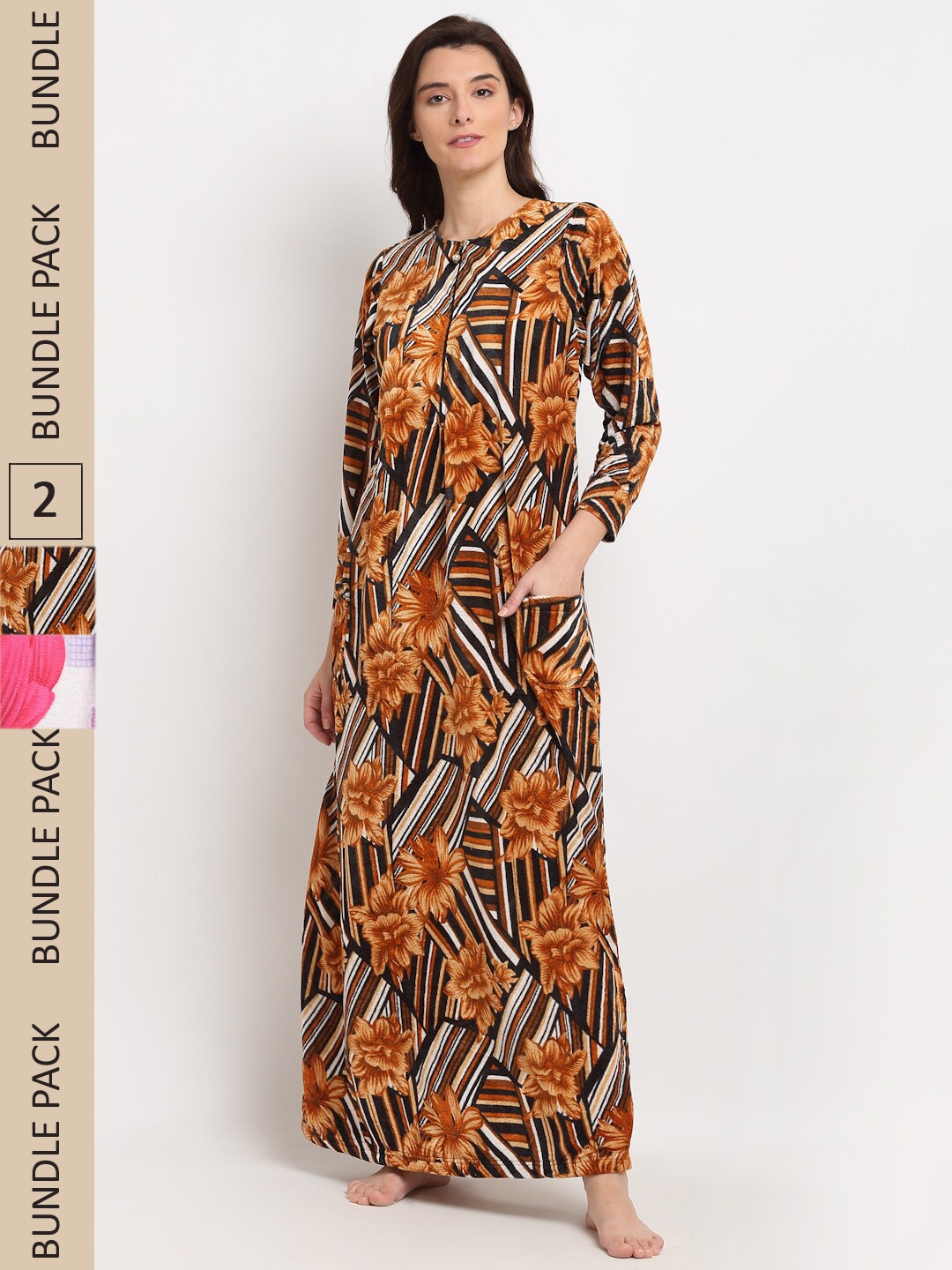 

GRACIT Pack Of 2 Printed Maxi Nightdress, White