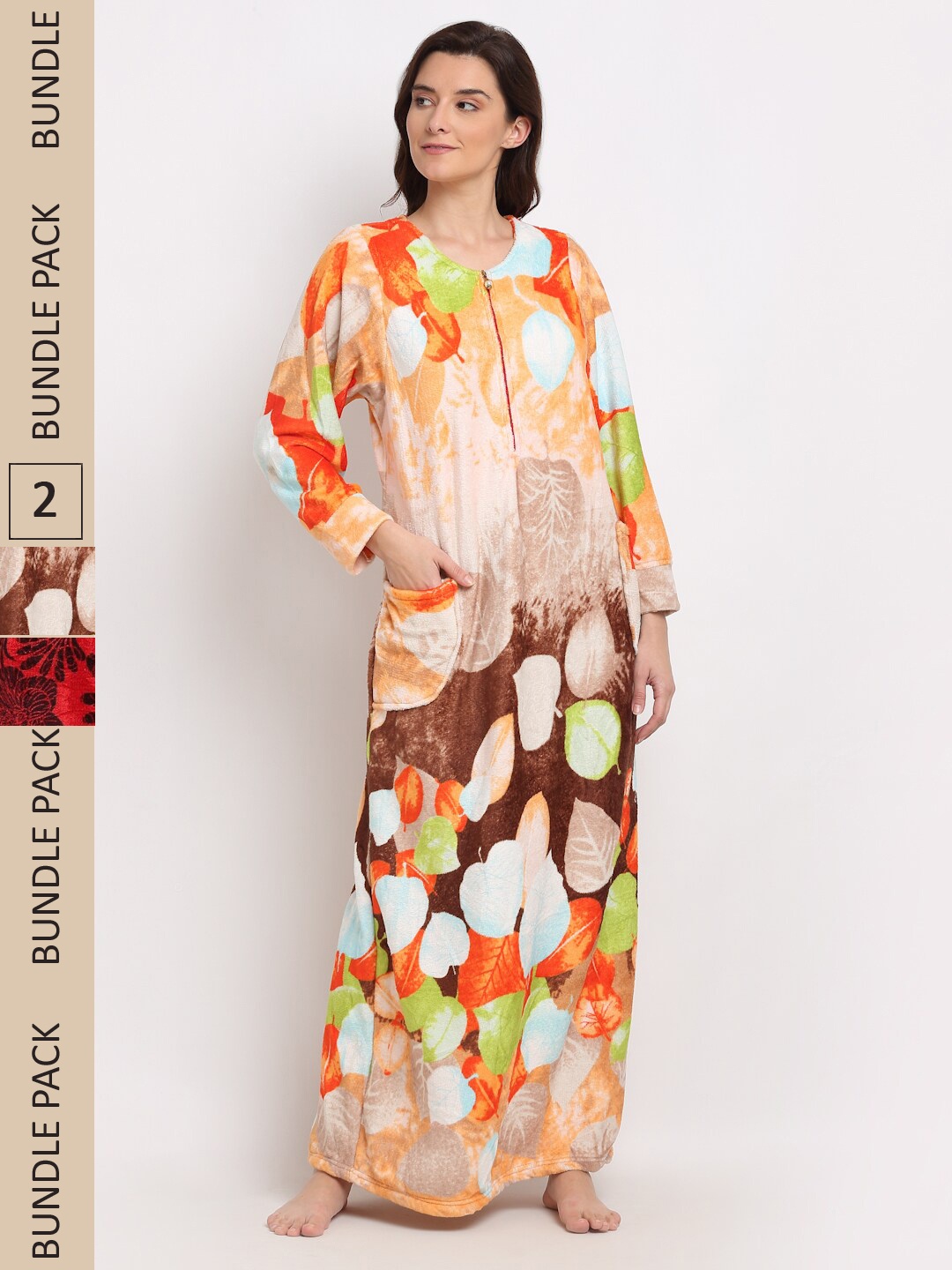 

GRACIT Pack Of 2 Printed Maxi Nightdress, Red