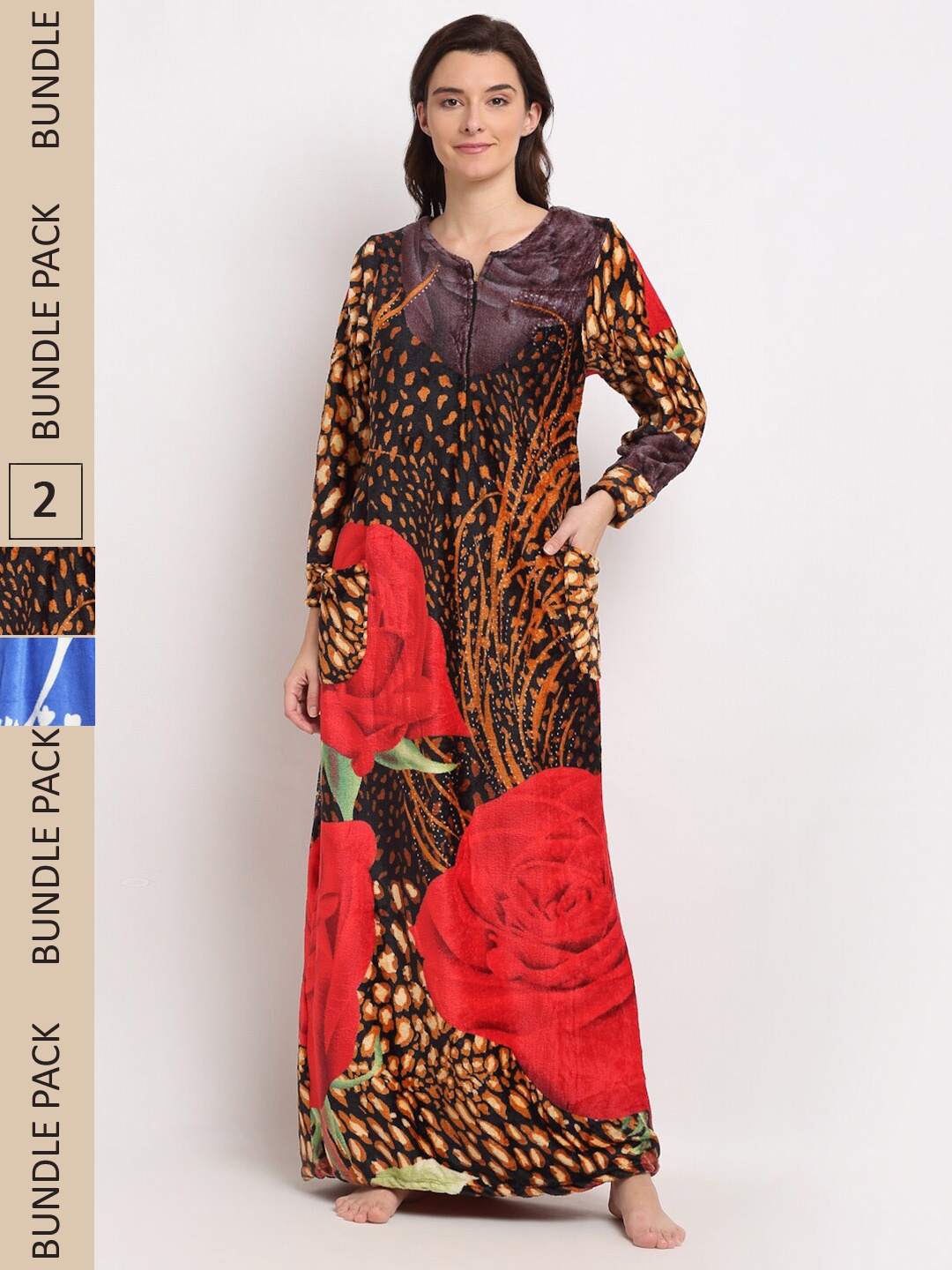 

GRACIT Pack Of 2 Printed Maxi Nightdress, Blue