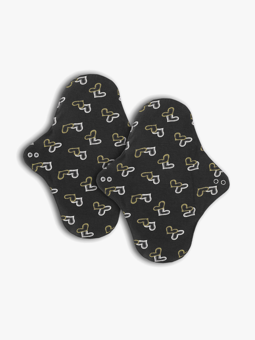 

CareDone Set Of 2 Organic Cotton Absorbent No Leak Layer Reusable Sanitary Cloth Pads, Black