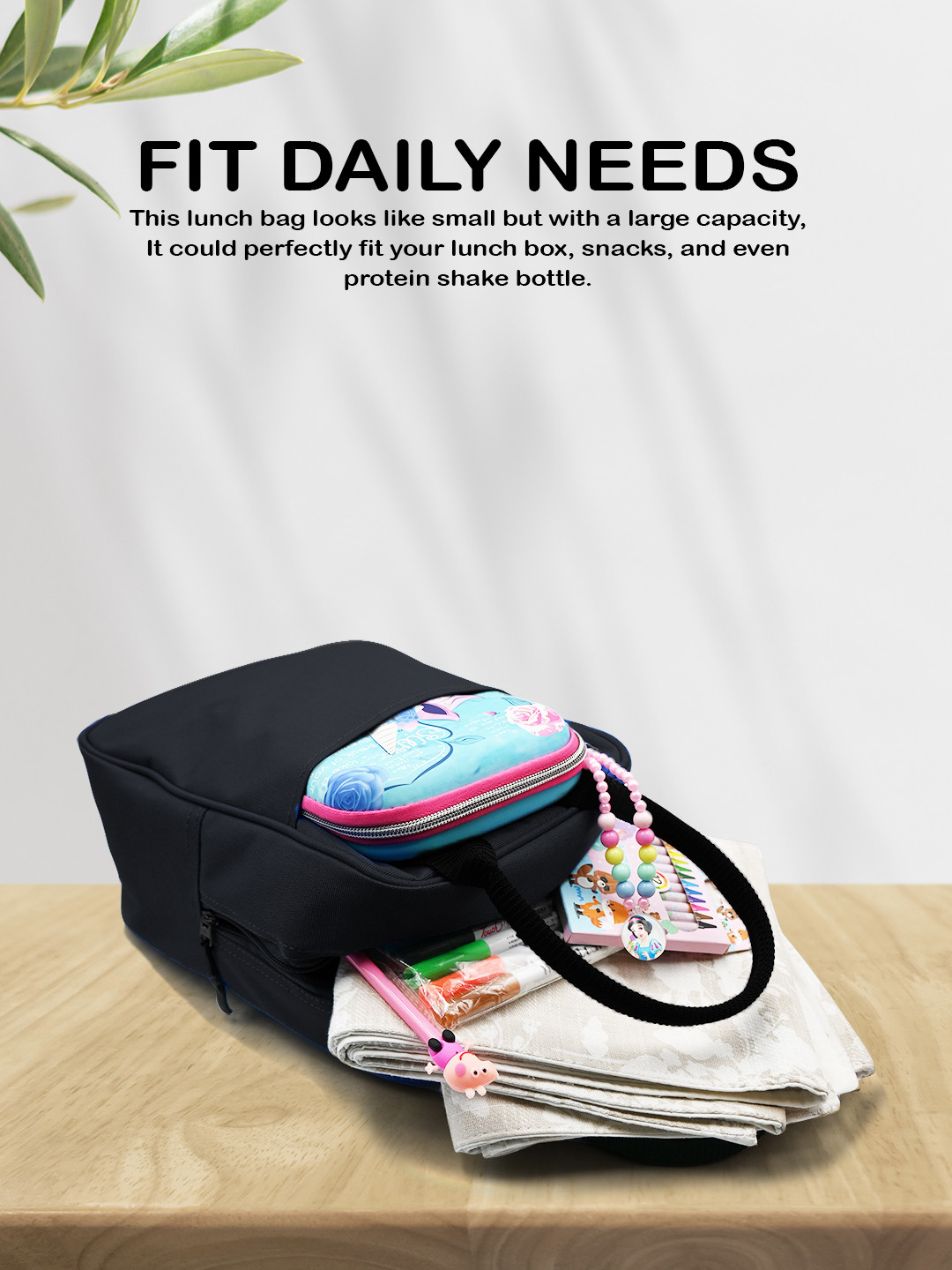 

Awestuffs Insulated Travel Lunch Bag, Black
