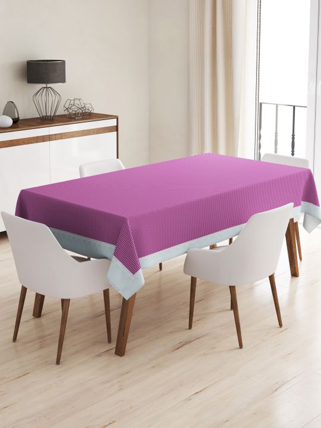 

BIANCA Purple & White Polka Dots Printed Anti-Slip Rectangular Table Cover