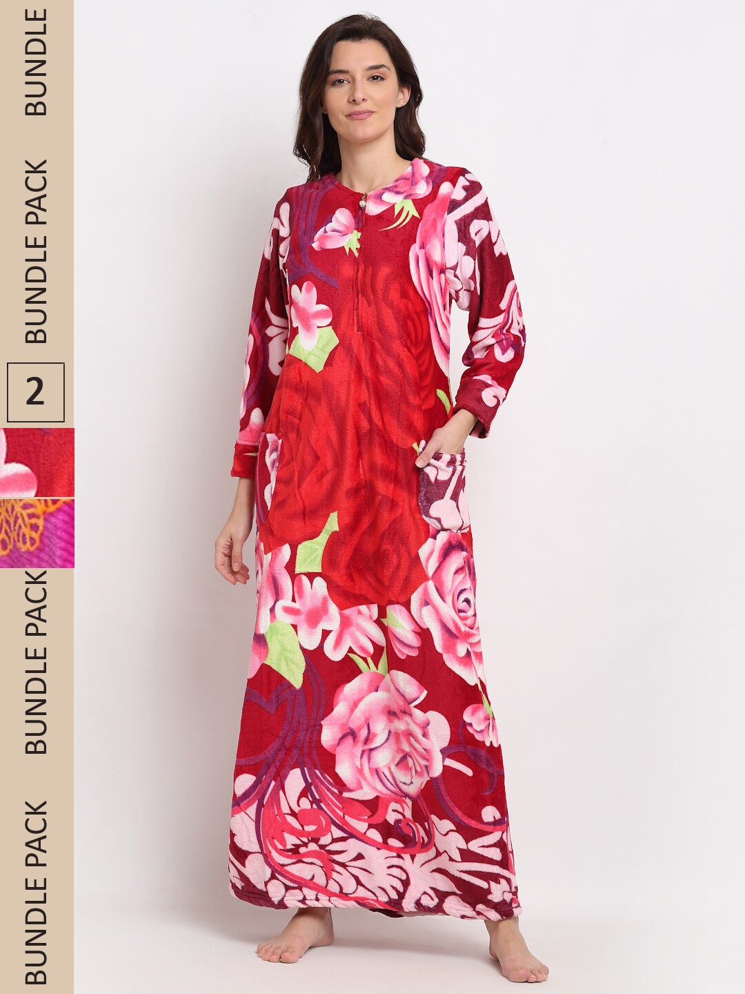 

GRACIT Pack Of 2 Printed Maxi Nightdress, Pink