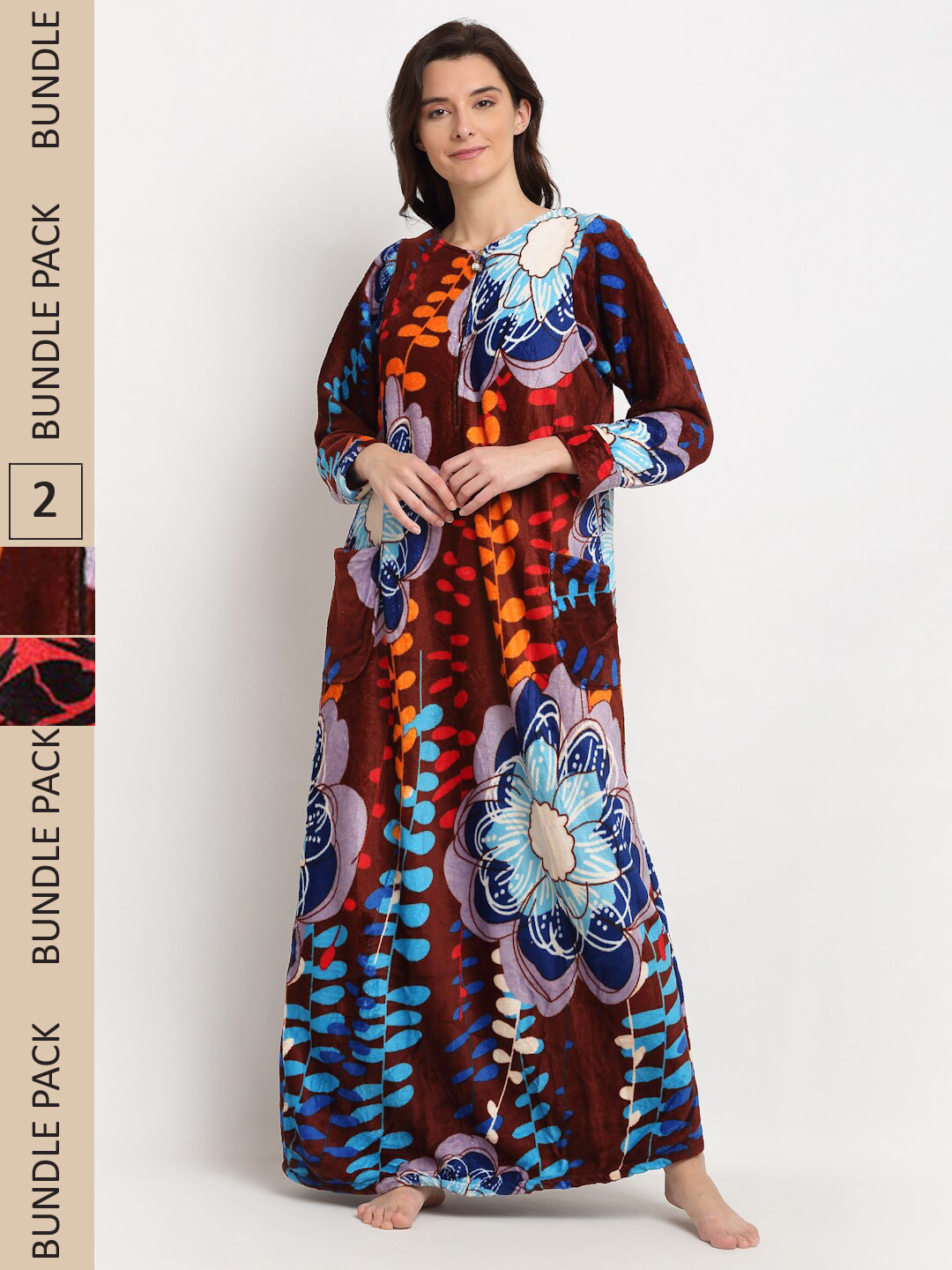 

GRACIT Pack Of 2 Printed Maxi Nightdress, Red