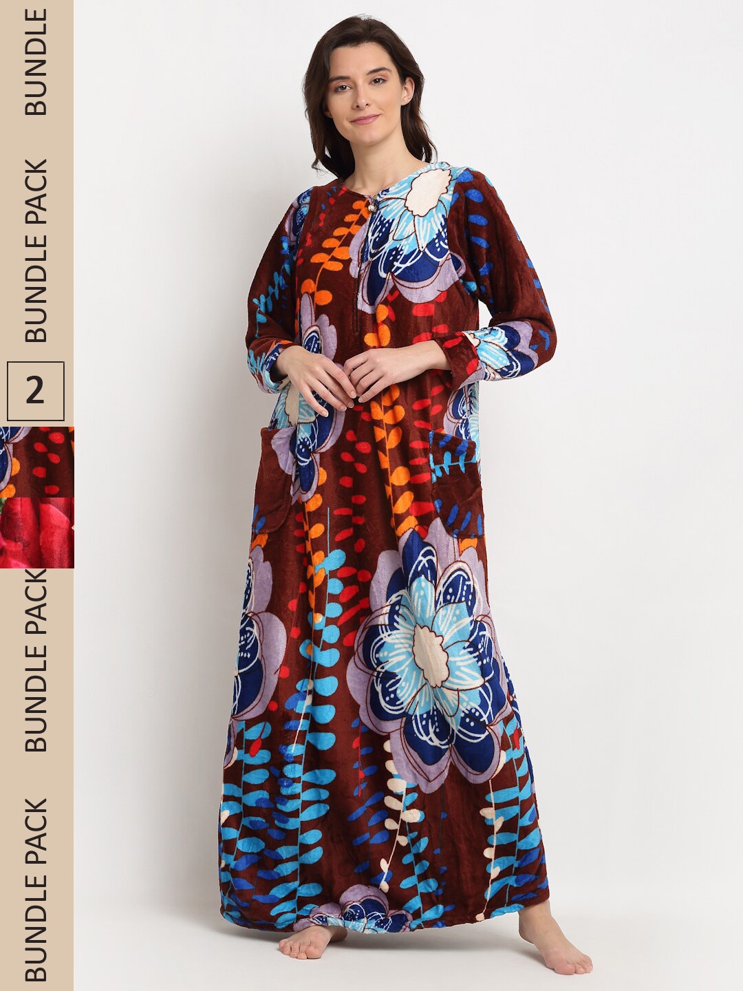 

GRACIT Pack Of 2 Printed Maxi Nightdress, Red