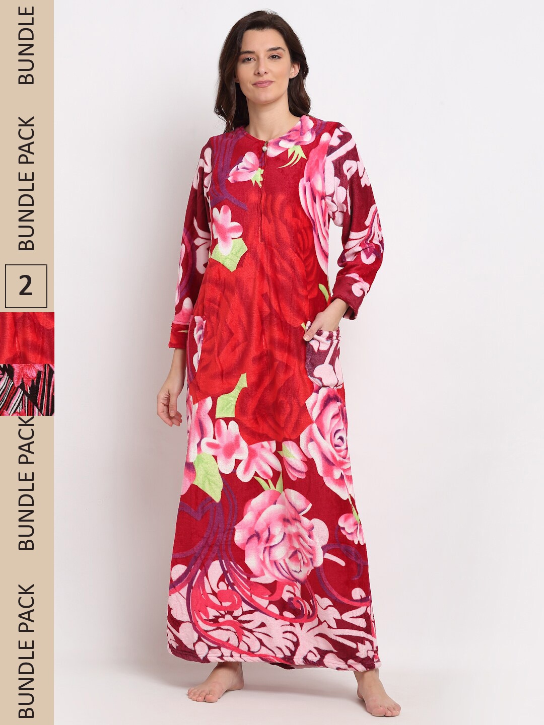 

GRACIT Pack Of 2 Printed Maxi Nightdress, Pink