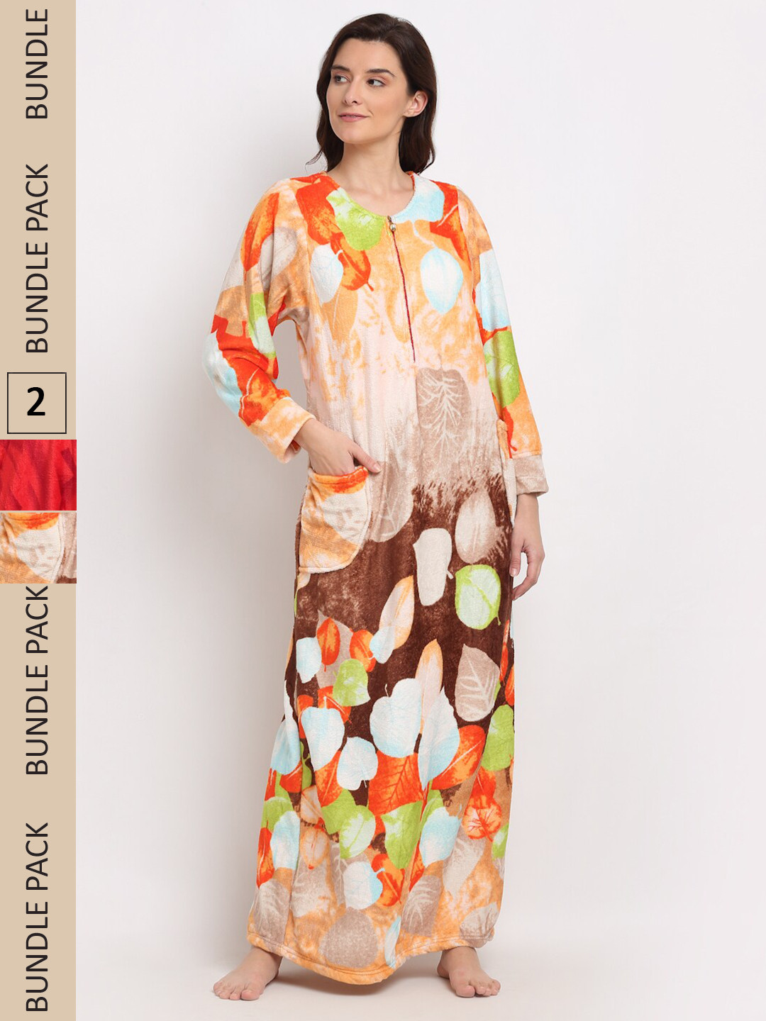 

GRACIT Pack Of 2 Printed Maxi Nightdress, Red