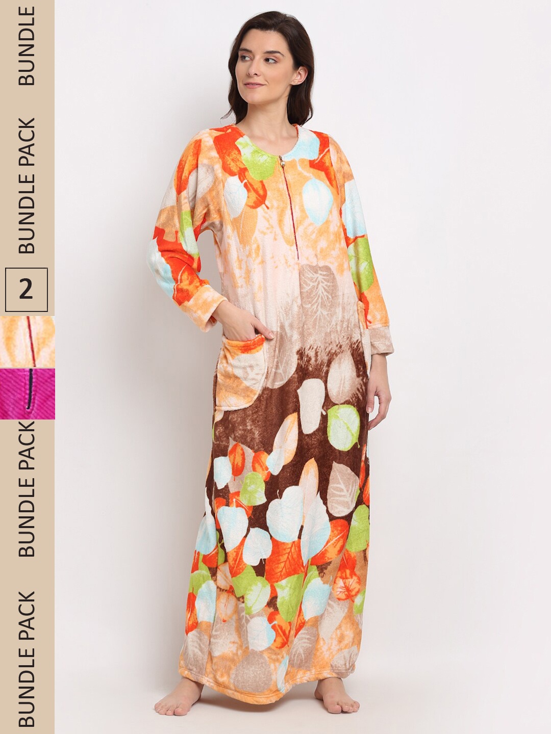 

GRACIT Pack Of 2 Printed Maxi Nightdress, Pink