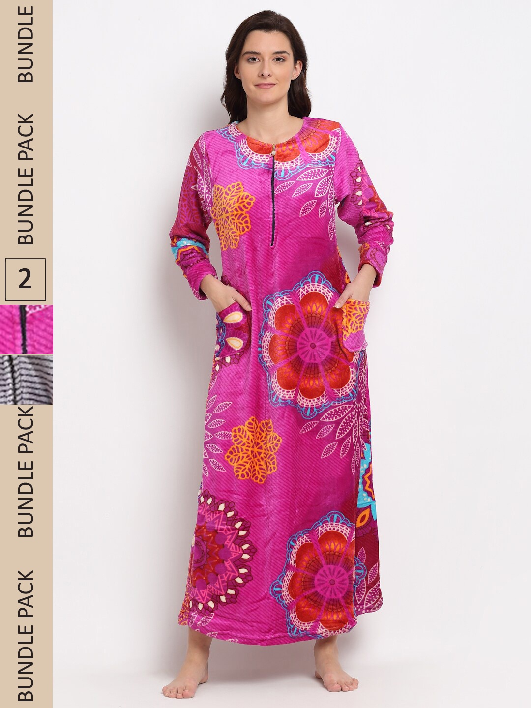 

GRACIT Pack Of 2 Printed Maxi Nightdress, Red