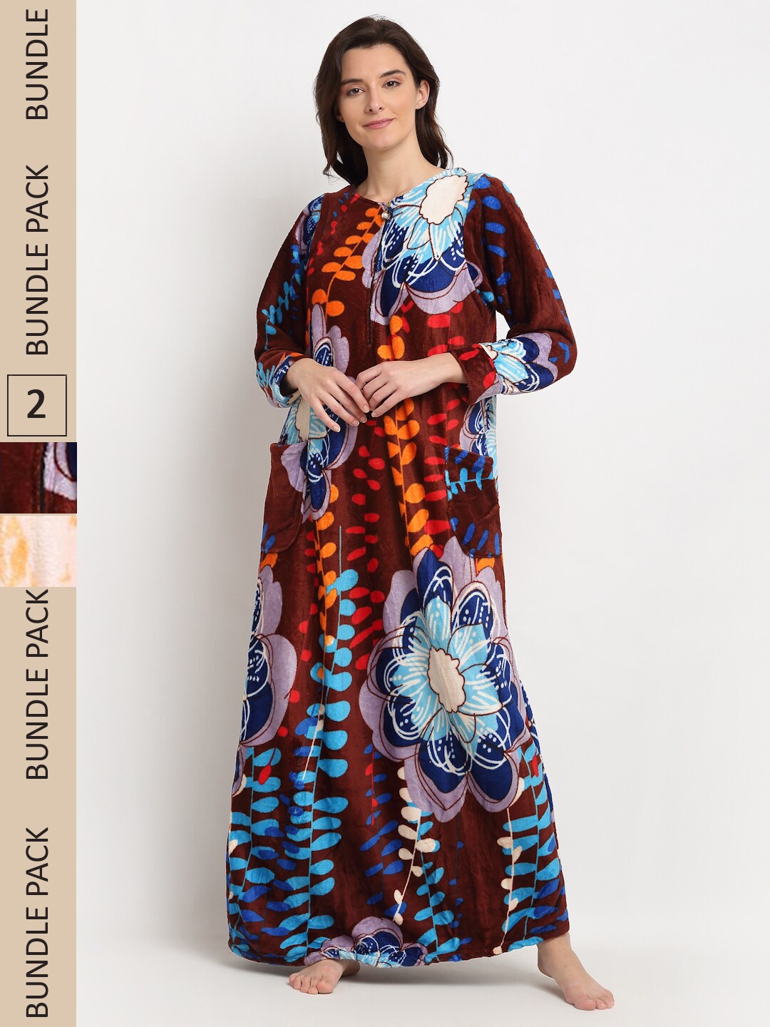 

GRACIT Pack Of 2 Printed Maxi Nightdress, Blue