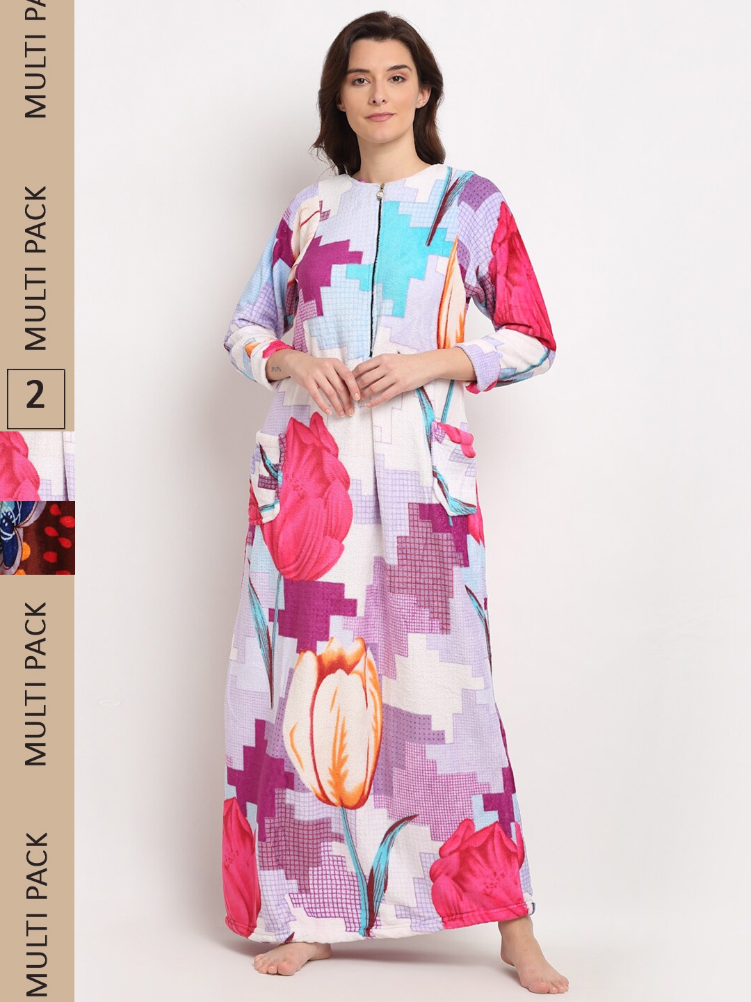 

GRACIT Pack of 2 Printed Maxi Nightdress NSW13 NSW14-M, White