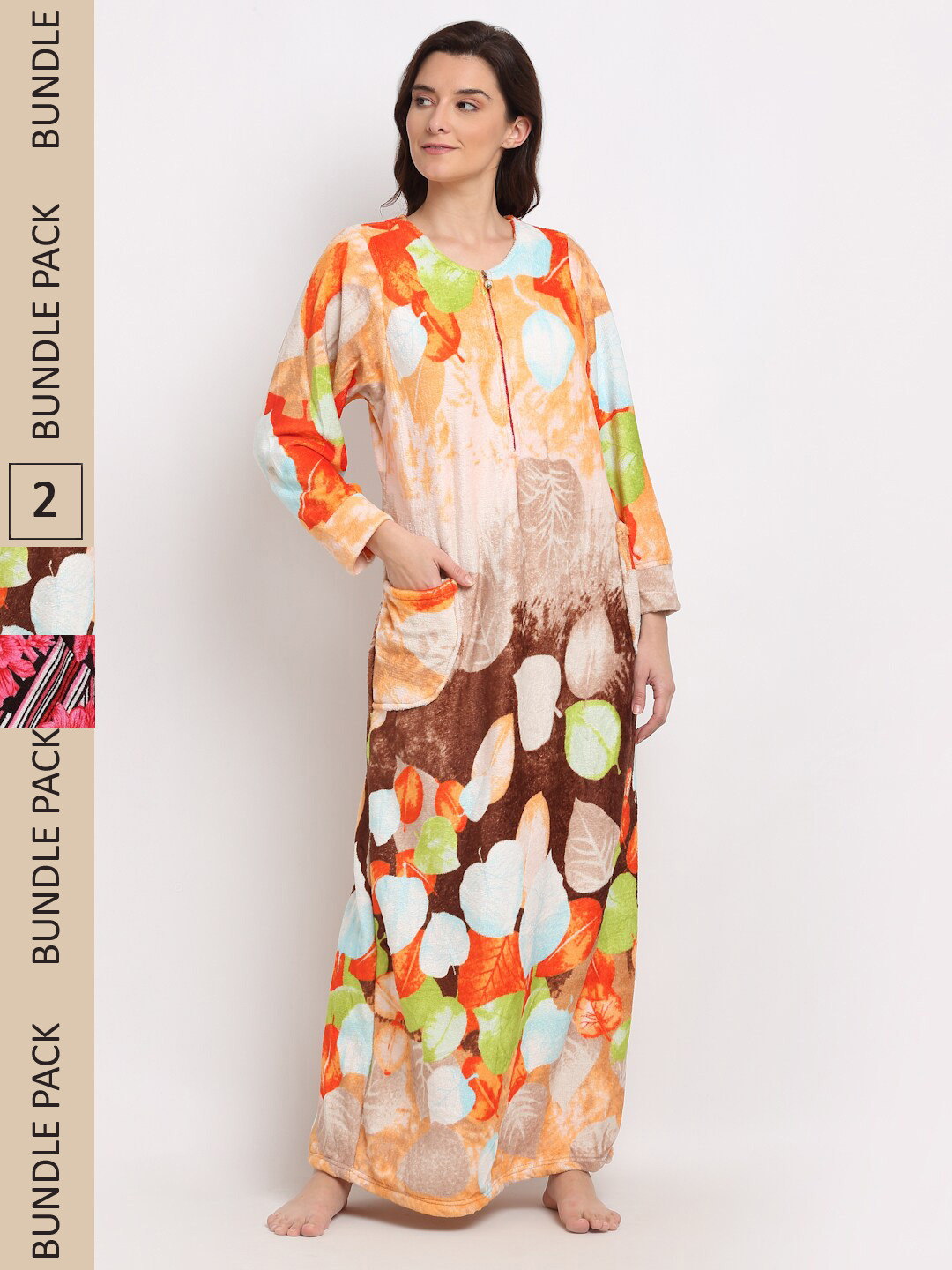 

GRACIT Pack of 2 Printed Maxi Nightdress NSW21 NSW23-S, Brown