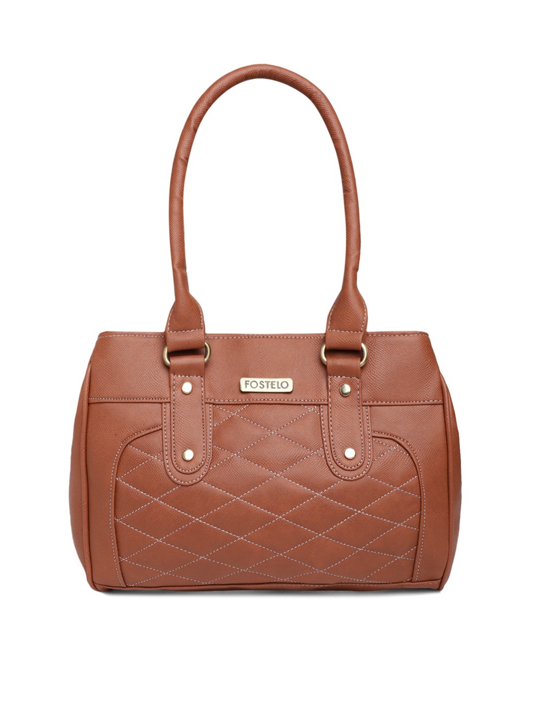 

Fostelo Textured Structured Handheld Bag with Quilted, Tan