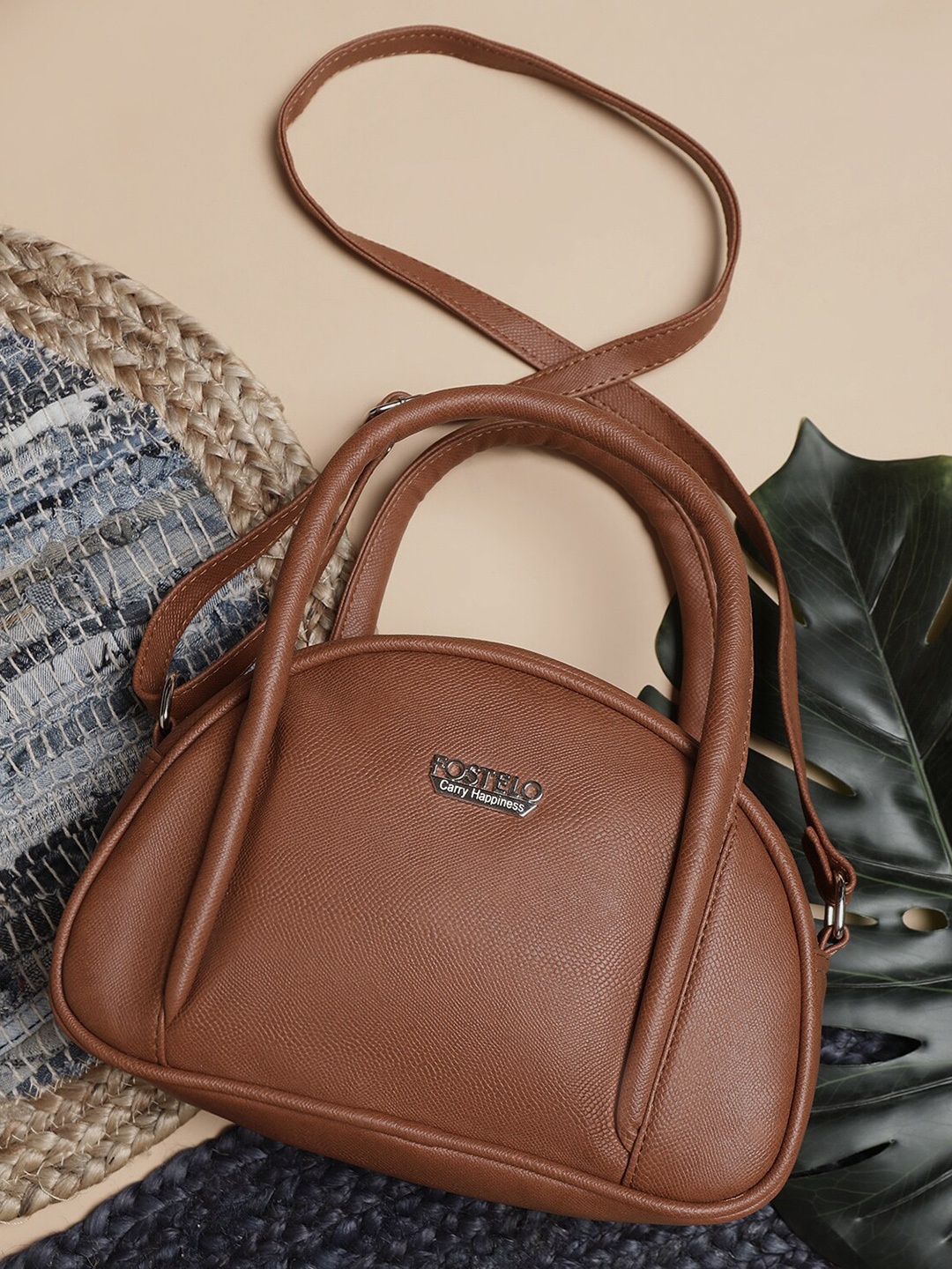 

Fostelo Women Textured Handheld Bag, Coffee brown