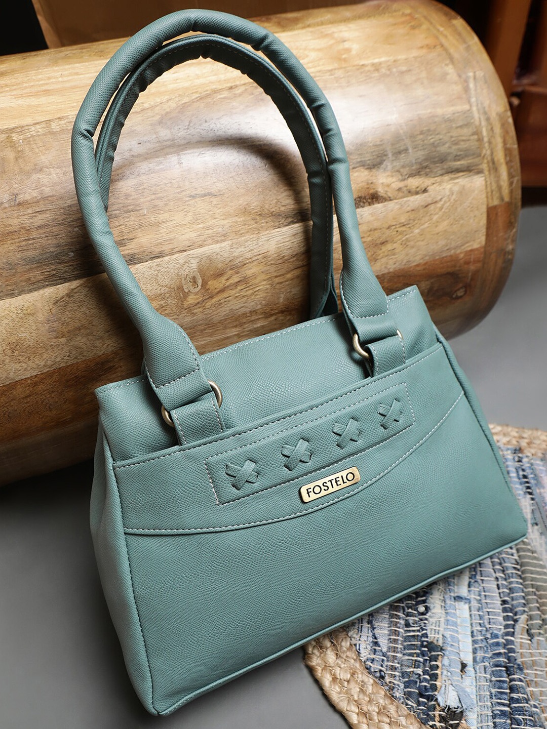 

Fostelo Textured Handheld Bag, Green
