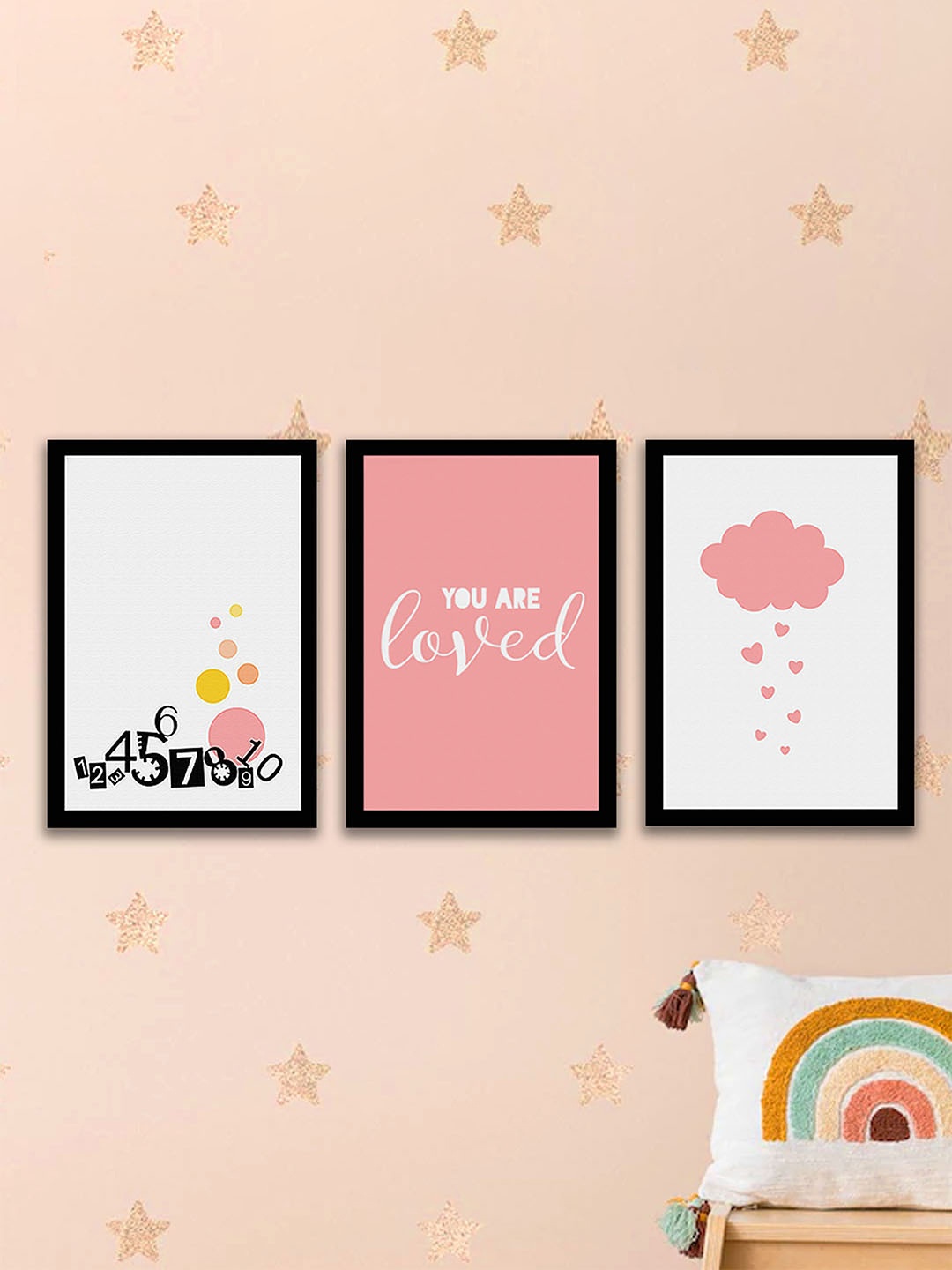 

Art Street White and Pink Set Of 3 Slogans Printed Wall Art