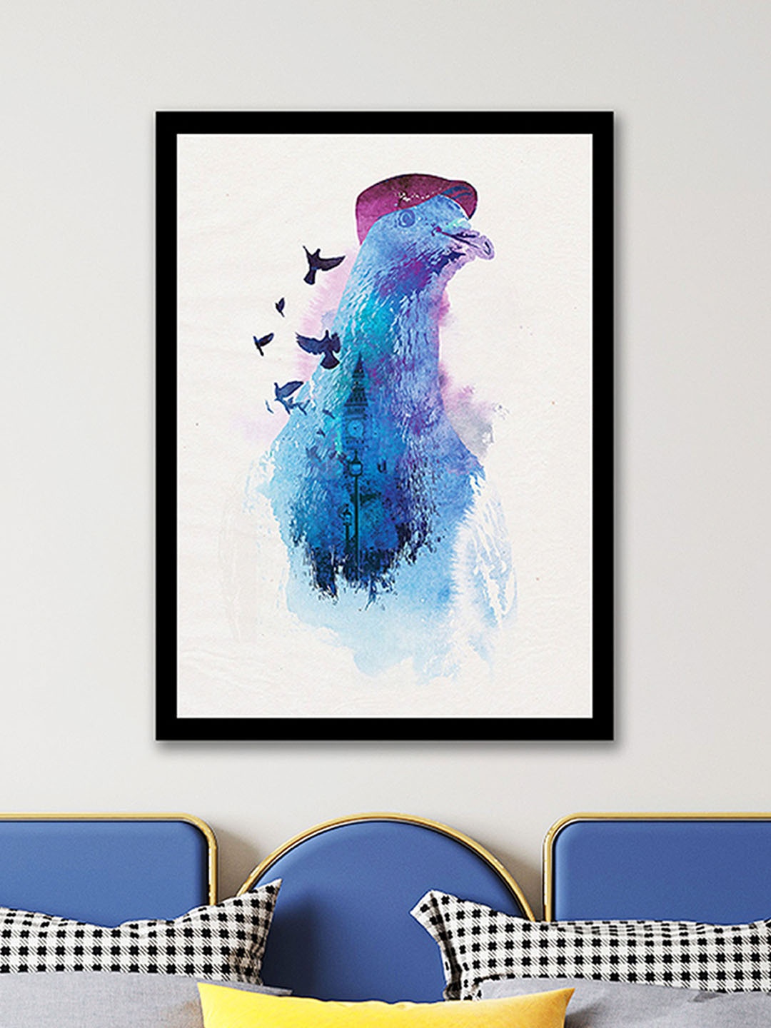 

Art Street White & Blue Pigeon Abstract Design Wall Art