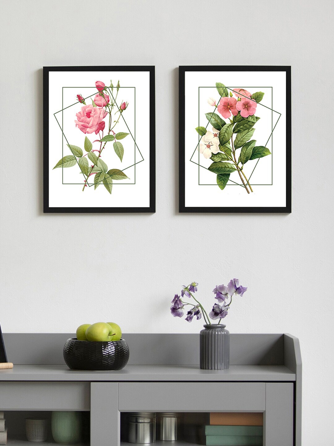 

Art Street White and Pink Set of 2 Rose Painted Framed Wall Art