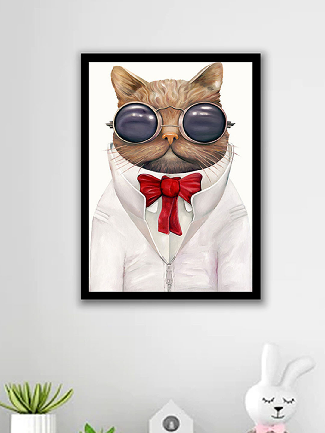 

Art Street White and Brown Gentleman Cat With Eye Glass Painting Wall Art