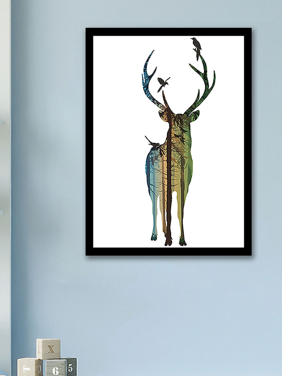 

Art Street Green & Blue Forest Family Deer Nordic Framed Wall Art