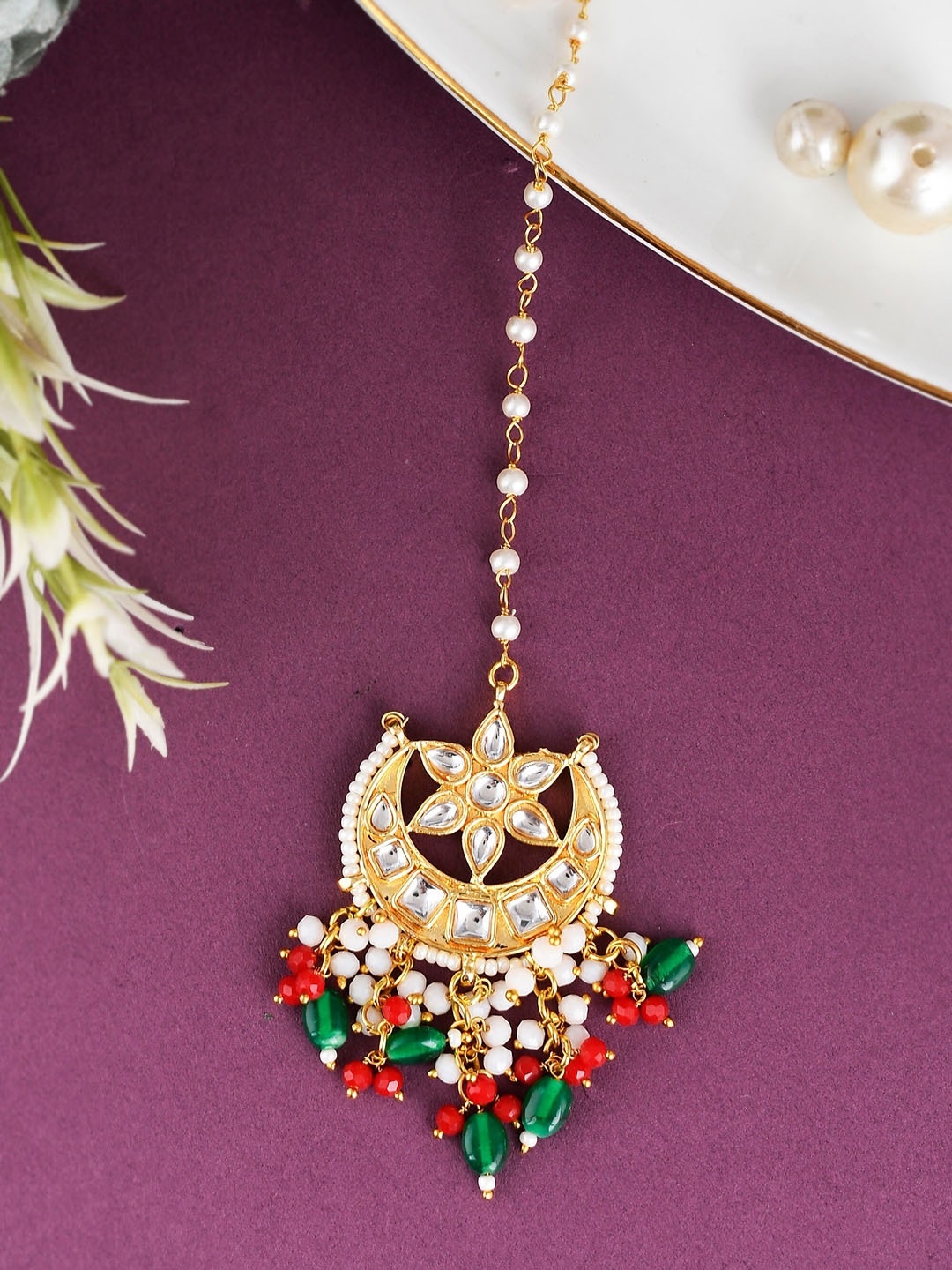 

DASTOOR Gold-Plated Kundan Studded Head Jewellery