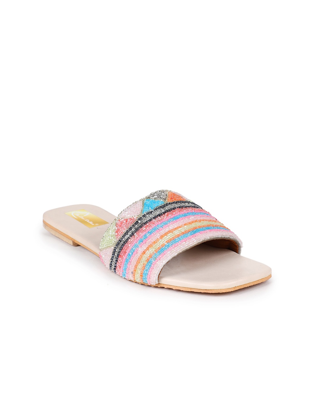 

The Desi Dulhan Women Embellished Ethnic Open Toe Flats, Pink