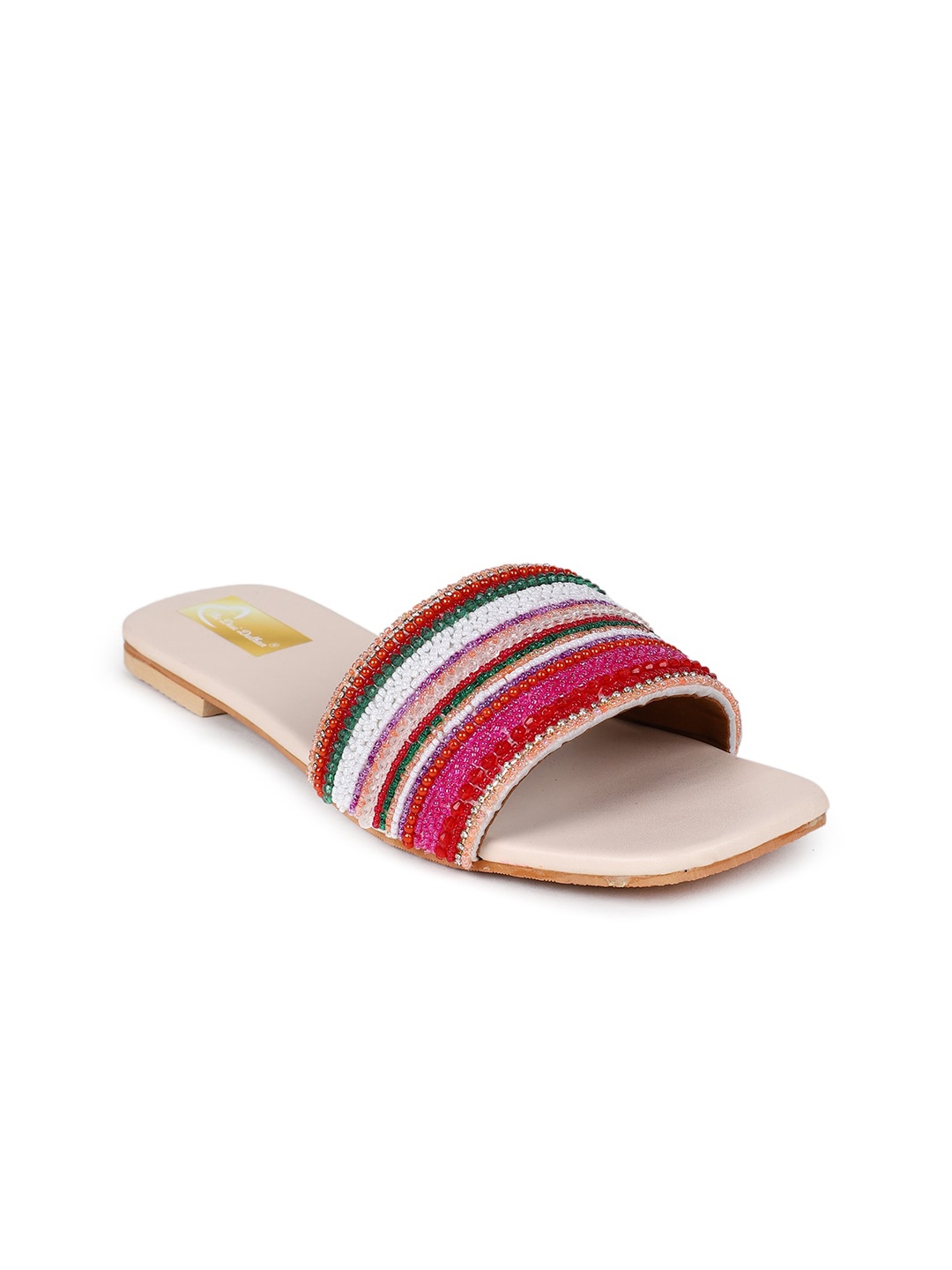 

The Desi Dulhan Women Embellished Ethnic Open Toe Flats, Red