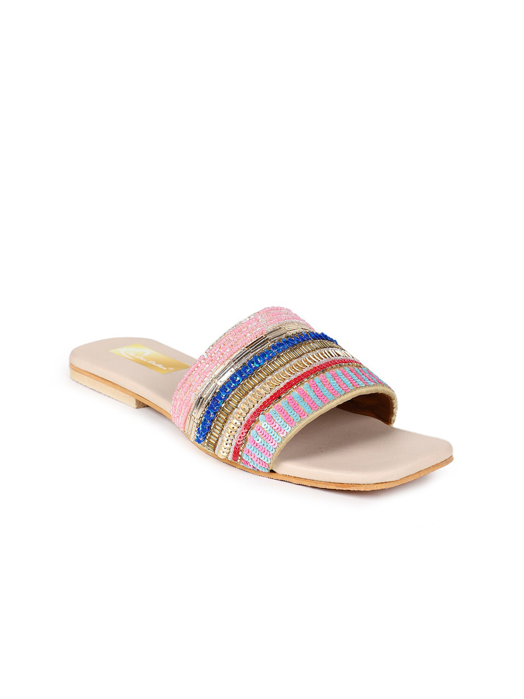 

The Desi Dulhan Women Embellished Ethnic Open Toe Flats, Pink