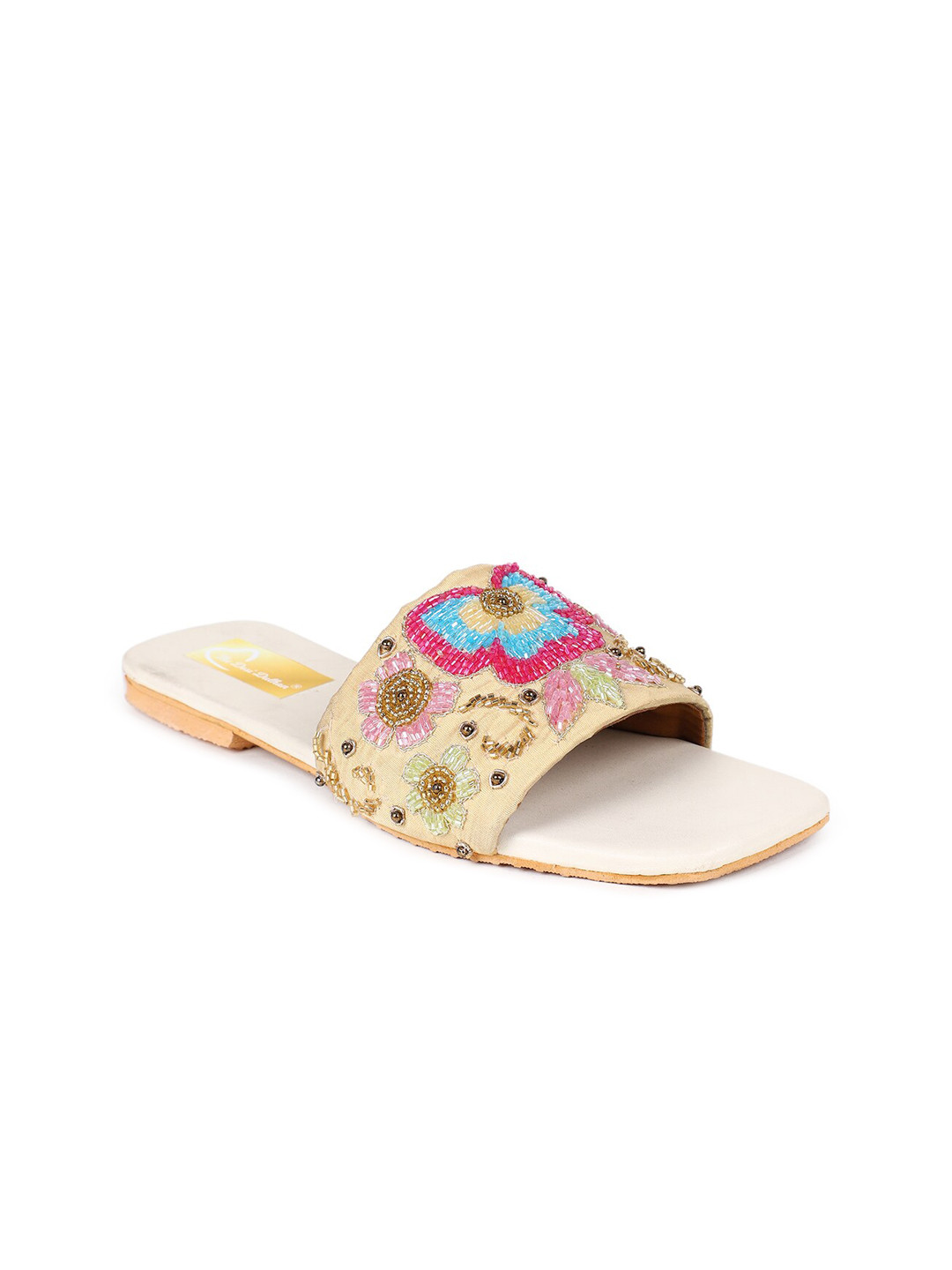 

The Desi Dulhan Women Embellished Ethnic Open Toe Flats, Yellow