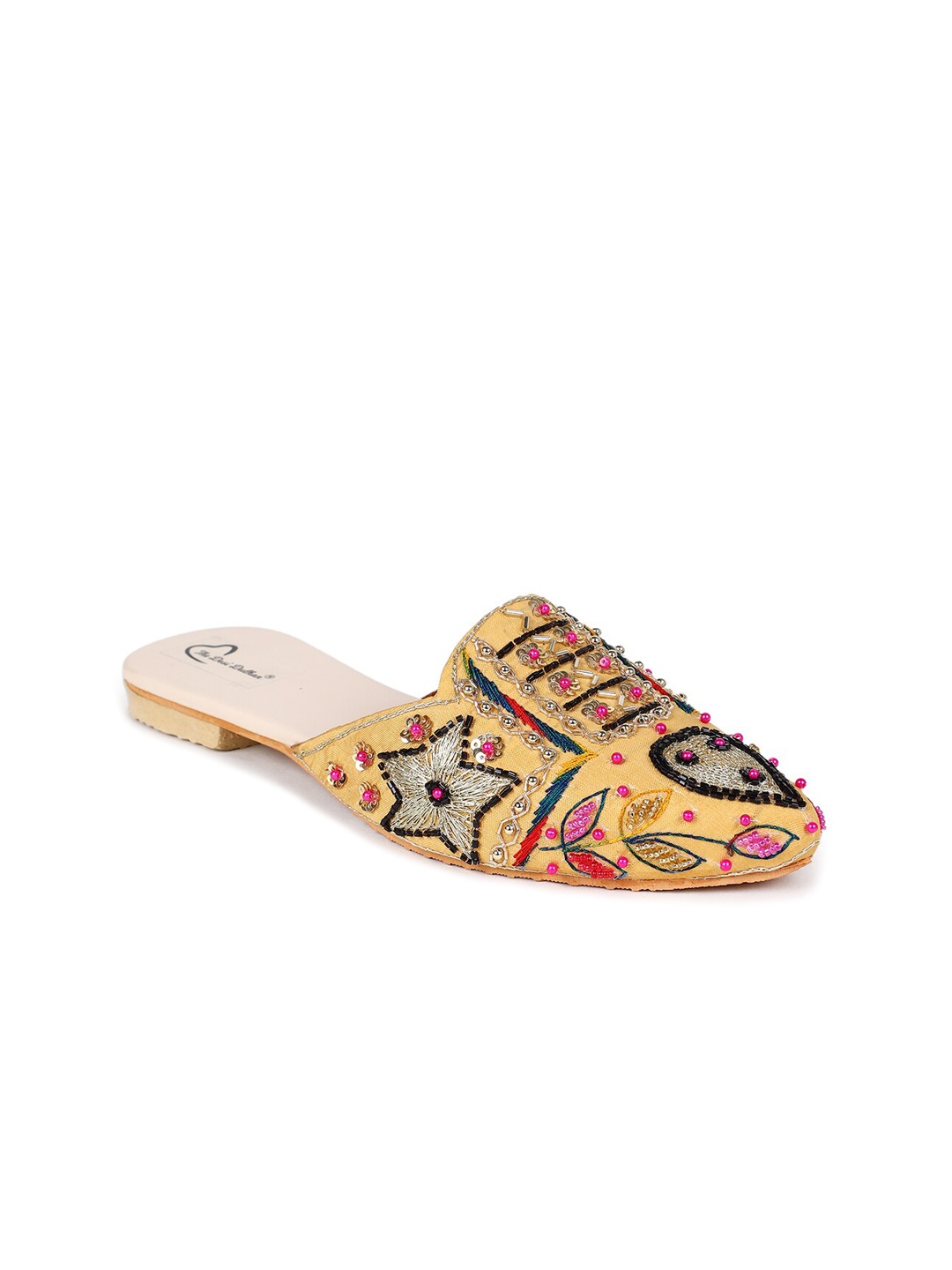 

The Desi Dulhan Women Embellished Ethnic Mules Flats, Yellow
