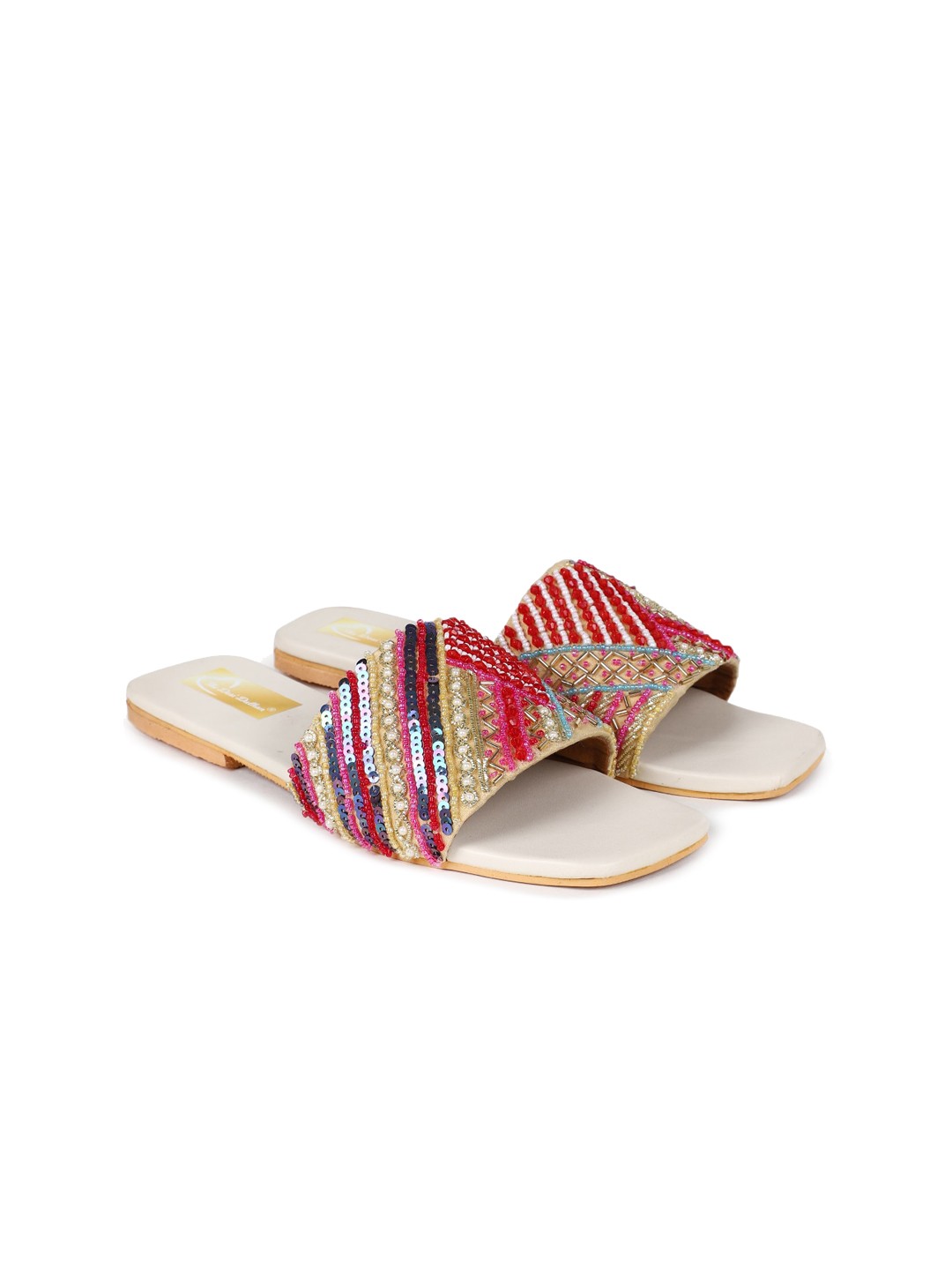 

The Desi Dulhan Women Embellished Ethnic Open Toe Flats, Gold