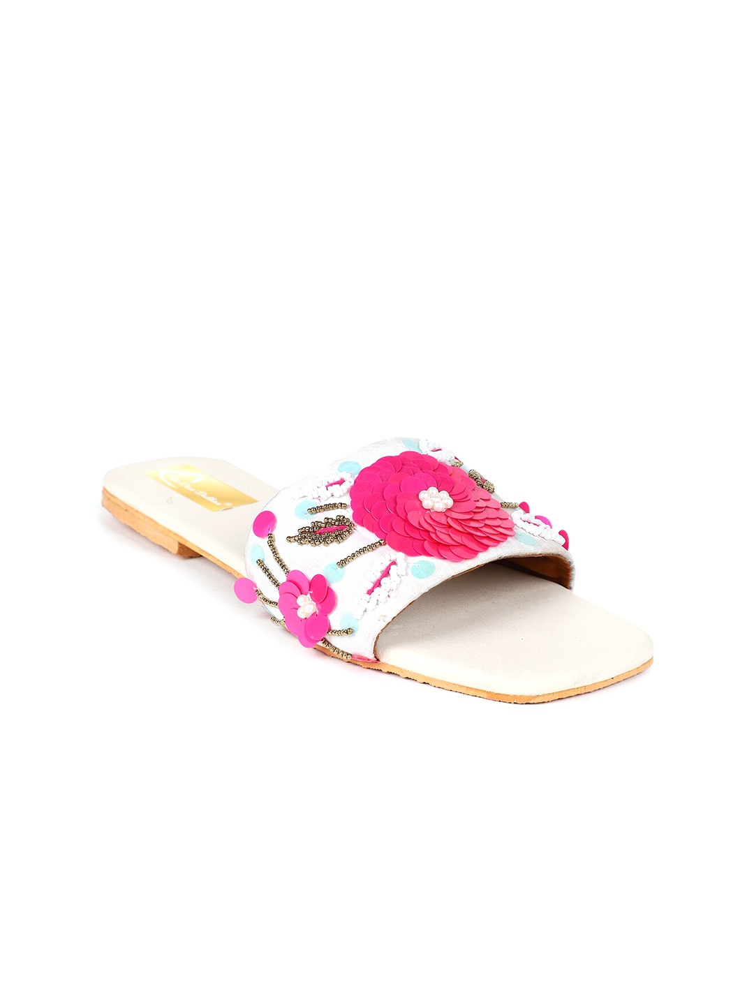 

The Desi Dulhan Women Embellished Ethnic Open Toe Flats, White