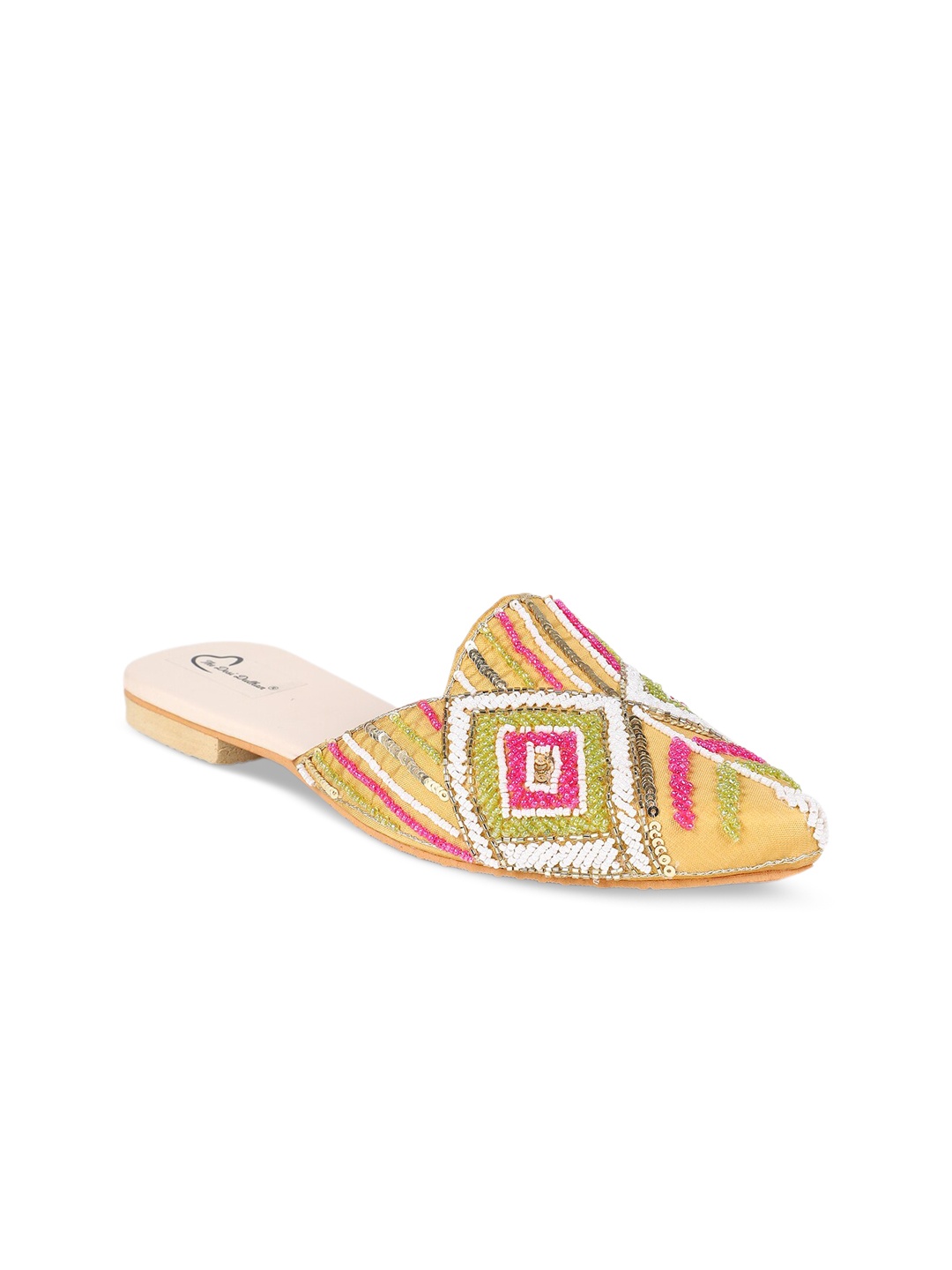 

The Desi Dulhan Women Embellished Ethnic Mules Flats, Yellow