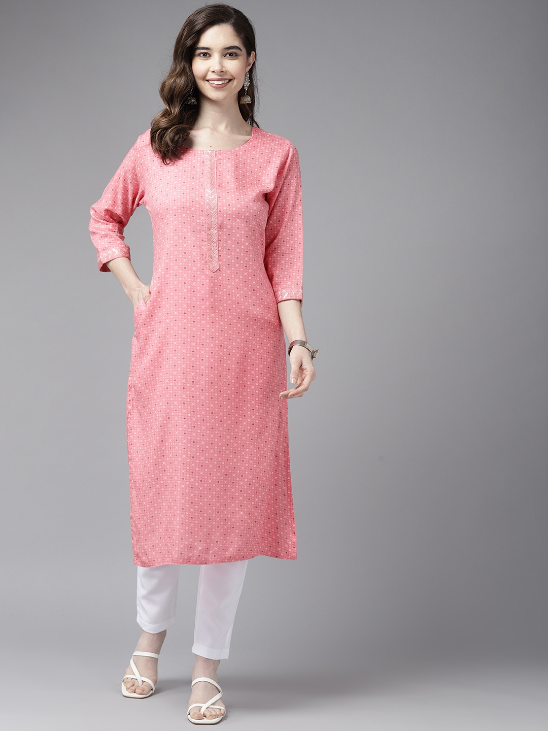 

Aarika Women Geometric Printed Kurta, Pink